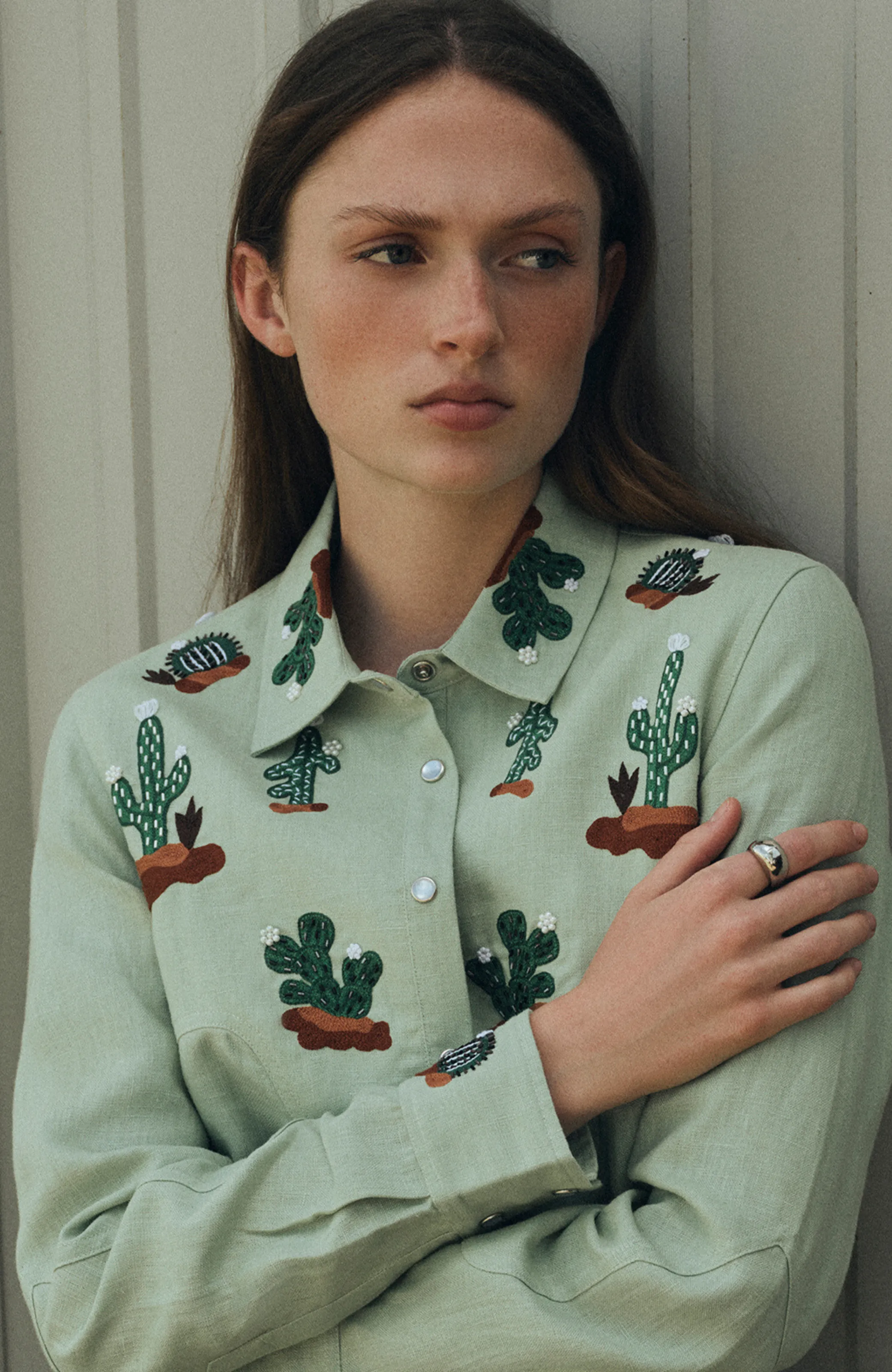 Conversation Embroidery Cactus Shirt sold by Lela Rose product image thumbnail 2