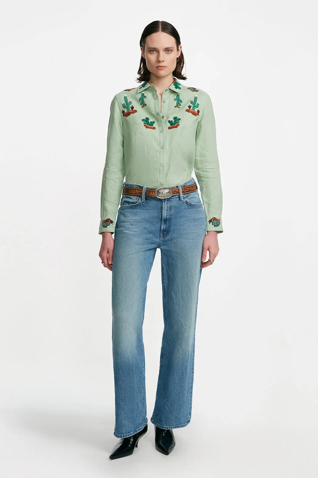 Conversation Embroidery Cactus Shirt sold by Lela Rose product image thumbnail 3