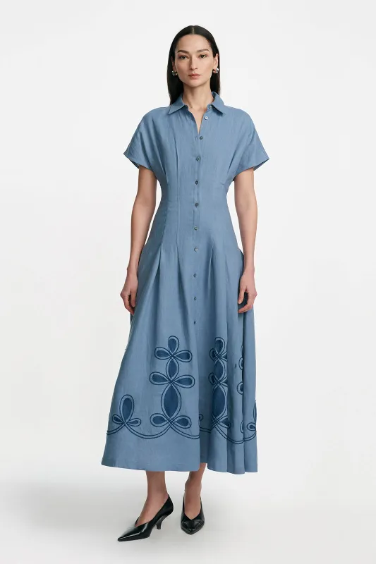 Thread Loop Embroidery Seam Detail Shirtdress sold by Lela Rose