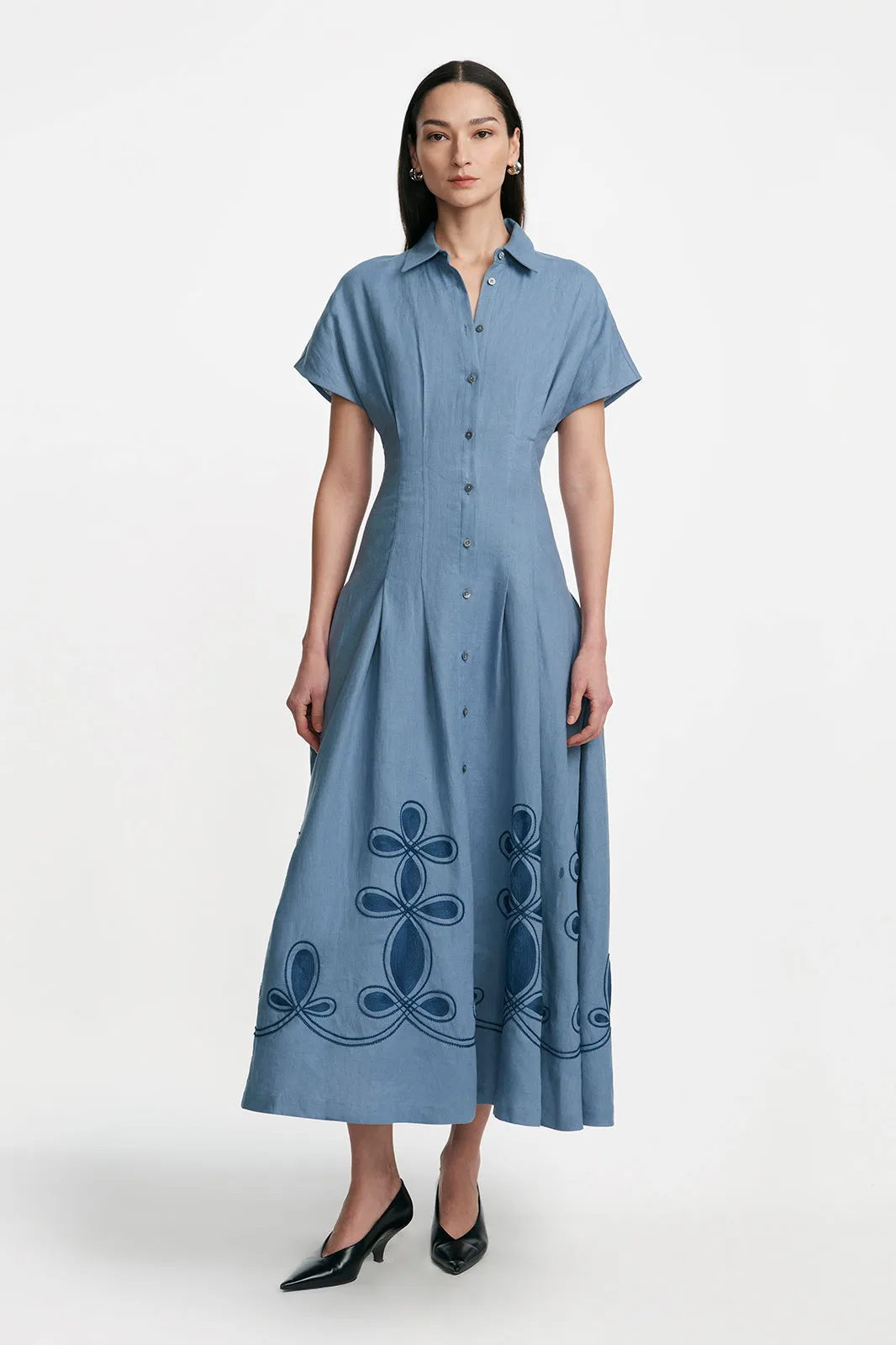 Thread Loop Embroidery Seam Detail Shirtdress sold by Lela Rose