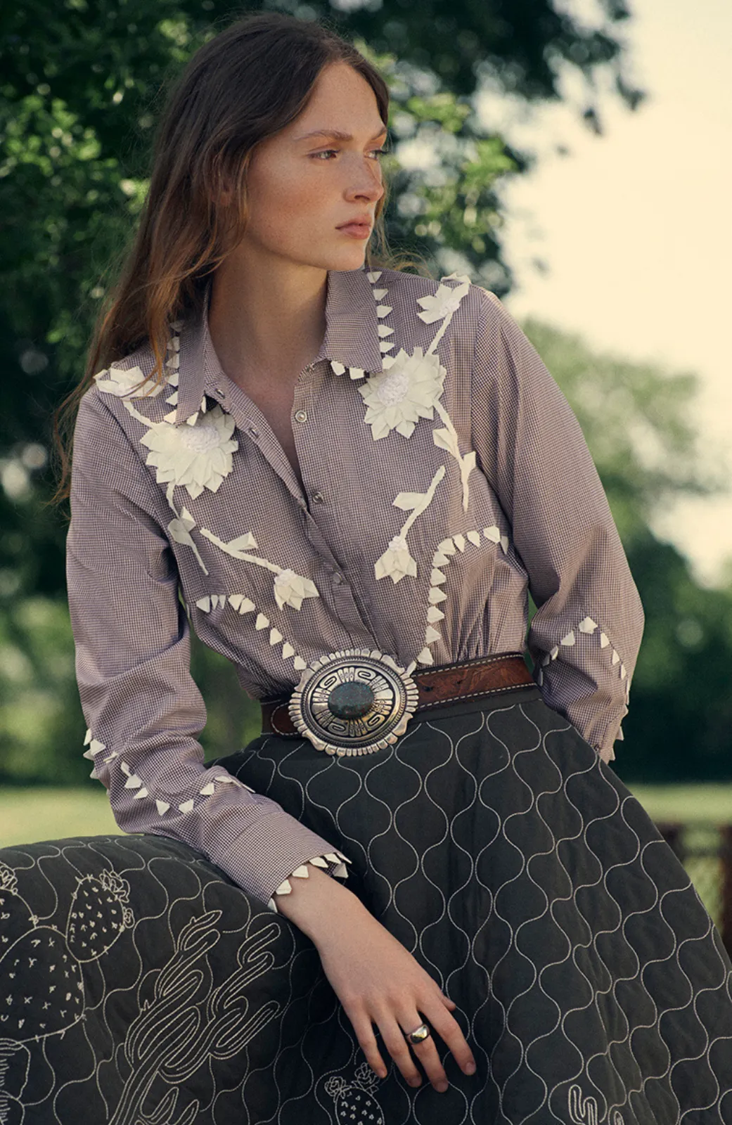 Grosgrain Embroidery Classic Ranch Shirt sold by Lela Rose product image thumbnail 2