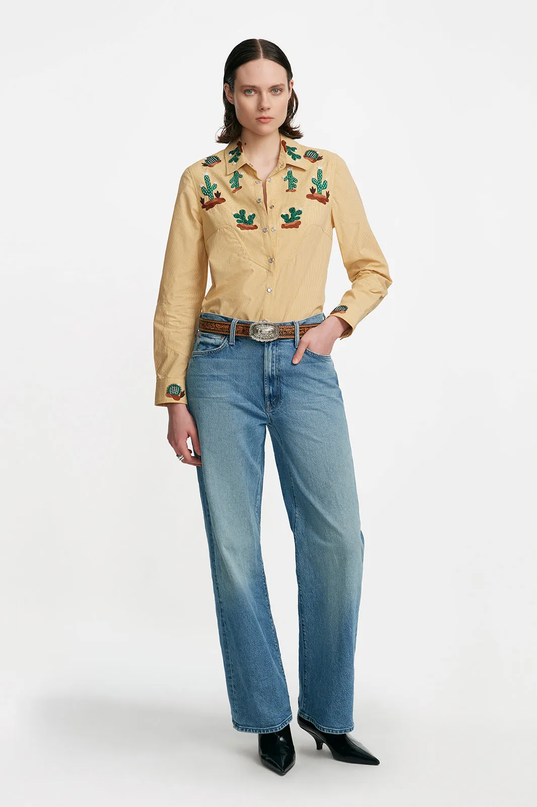Conversation Embroidery Cactus Shirt sold by Lela Rose product image thumbnail 3