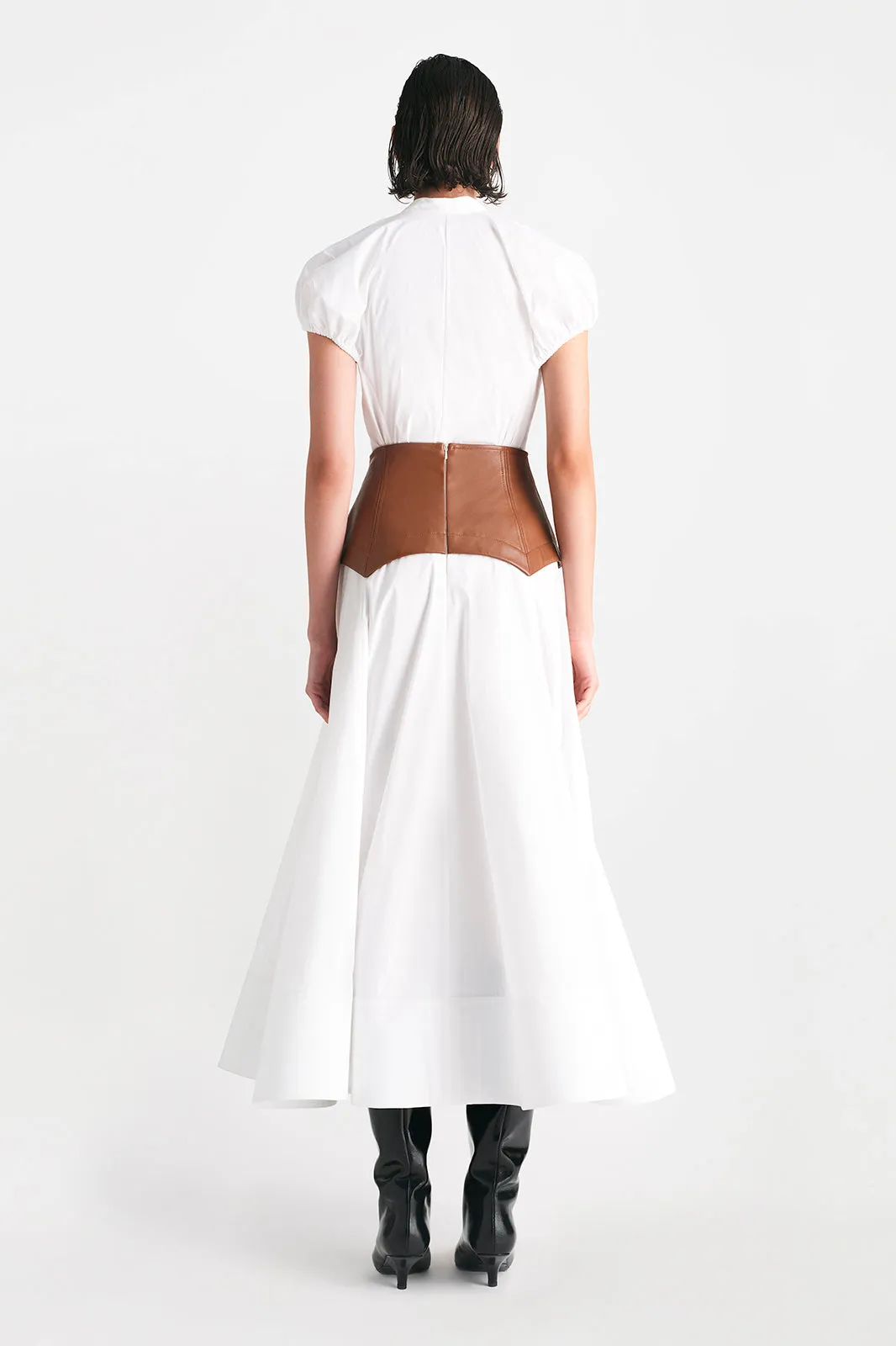Cotton Poplin Full Skirt with Leather Waistband sold by Lela Rose product image thumbnail 3