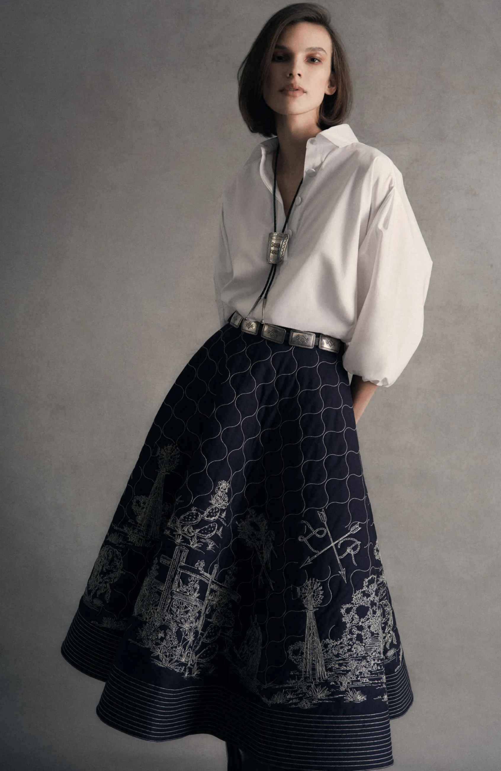 Cotton Poplin Long Sleeve Button Down Top sold by Lela Rose product image thumbnail 3