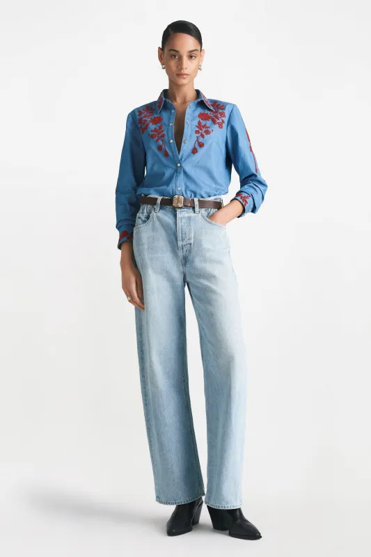 Floral Seed Bead Classic Ranch Shirt sold by Lela Rose