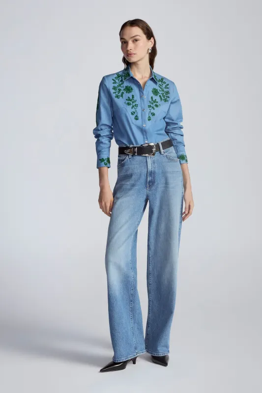 Floral Seed Bead Classic Ranch Shirt sold by Lela Rose