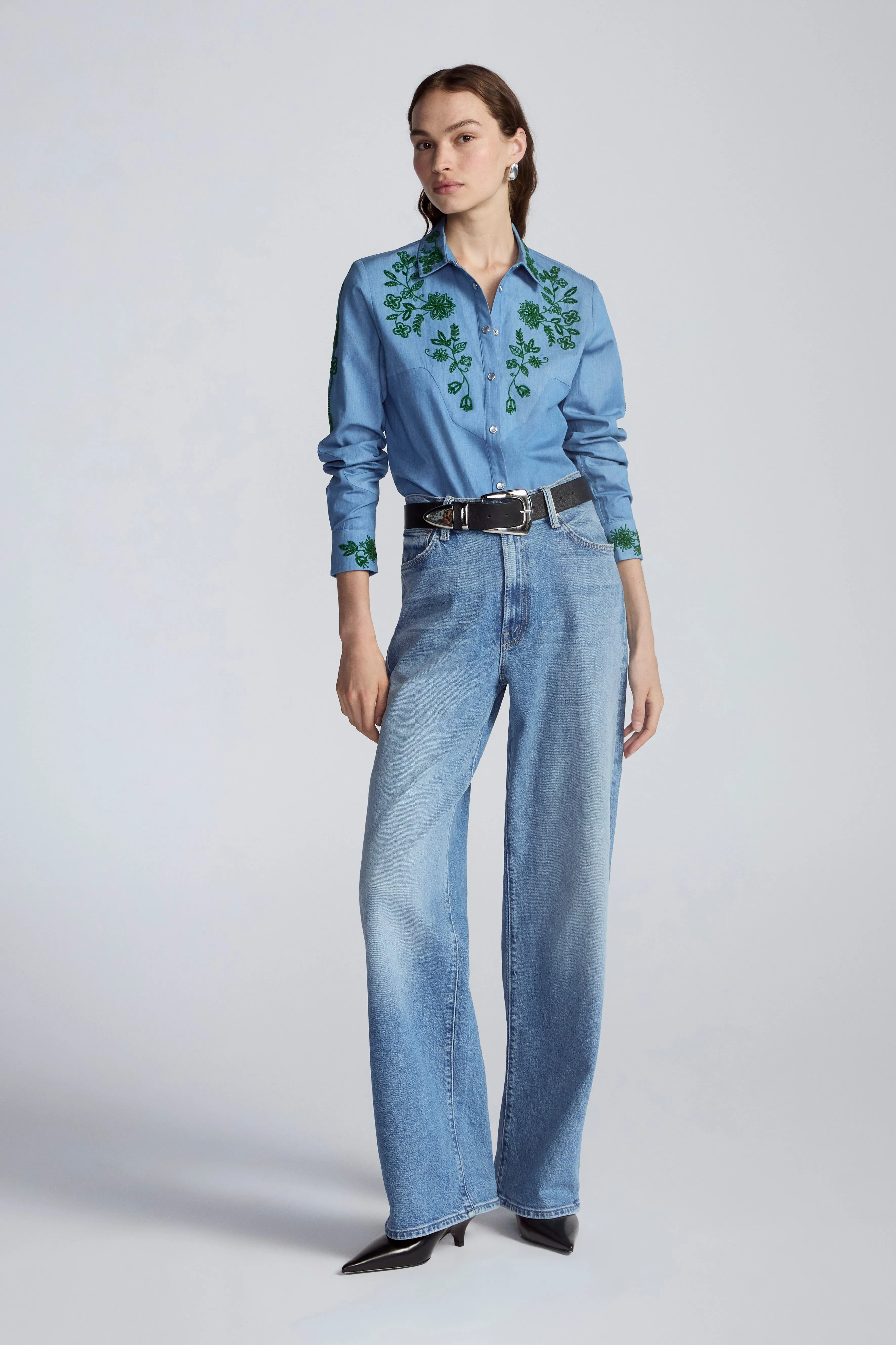 Floral Seed Bead Classic Ranch Shirt sold by Lela Rose
