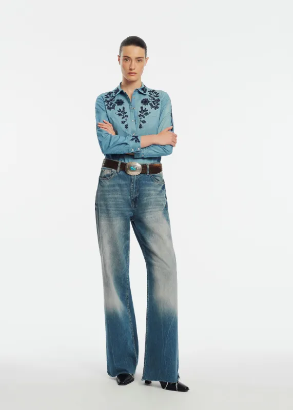 Floral Seed Bead Classic Ranch Shirt sold by Lela Rose