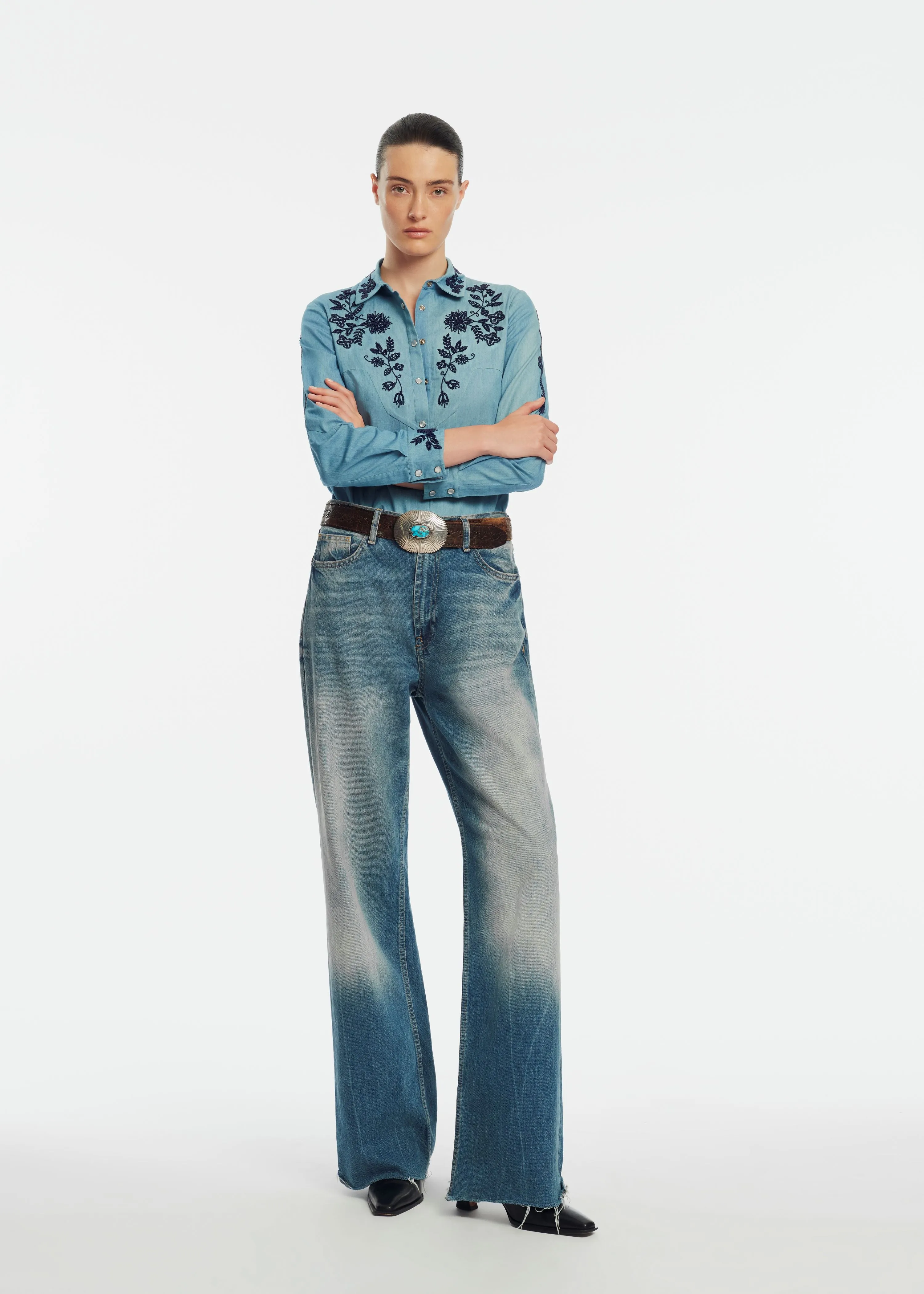 Floral Seed Bead Classic Ranch Shirt sold by Lela Rose