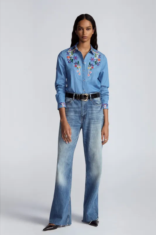 Floral Seed Bead Classic Ranch Shirt sold by Lela Rose