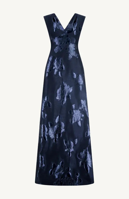 Floral Fil Coupe V Neck Gown sold by Lela Rose