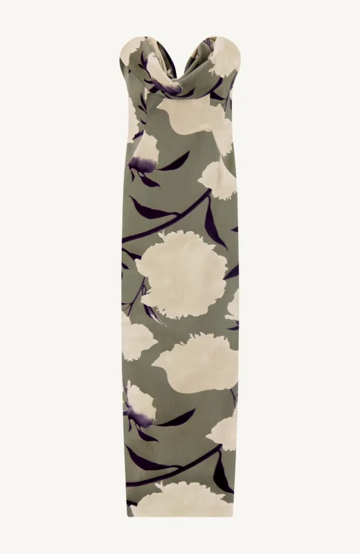 Floral Velvet Draped Bust Sheath sold by Lela Rose