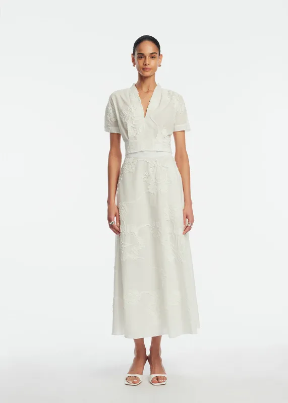Ribbon Embroidered Cotton Full Skirt sold by Lela Rose
