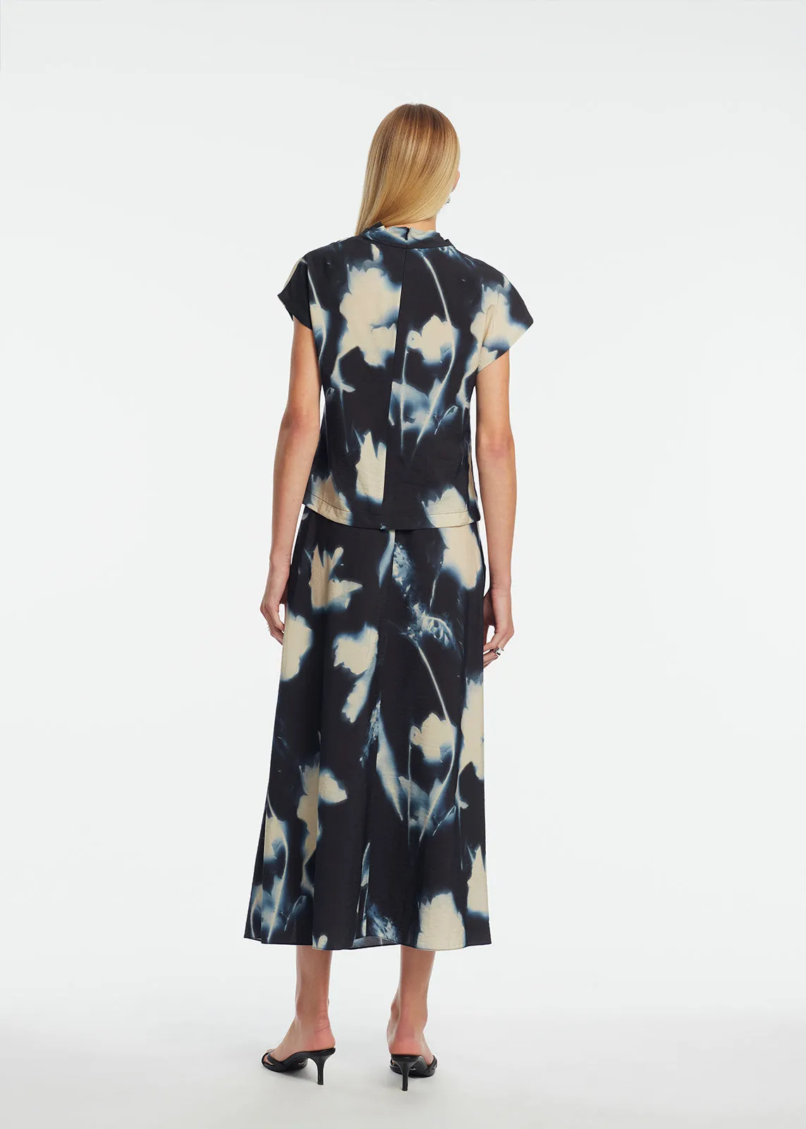 Abstract Floral Crepe Cascade Skirt sold by Lela Rose product image thumbnail 4
