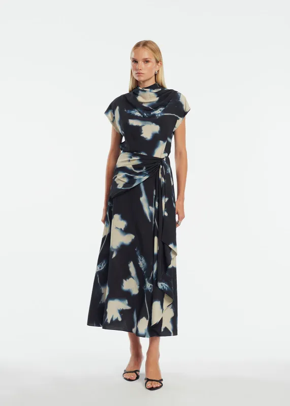 Abstract Floral Crepe Cascade Skirt sold by Lela Rose