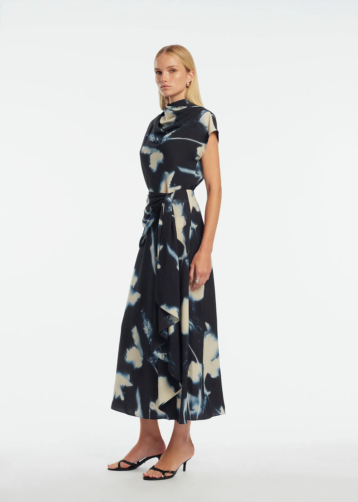 Abstract Floral Crepe Cascade Skirt sold by Lela Rose product image thumbnail 3
