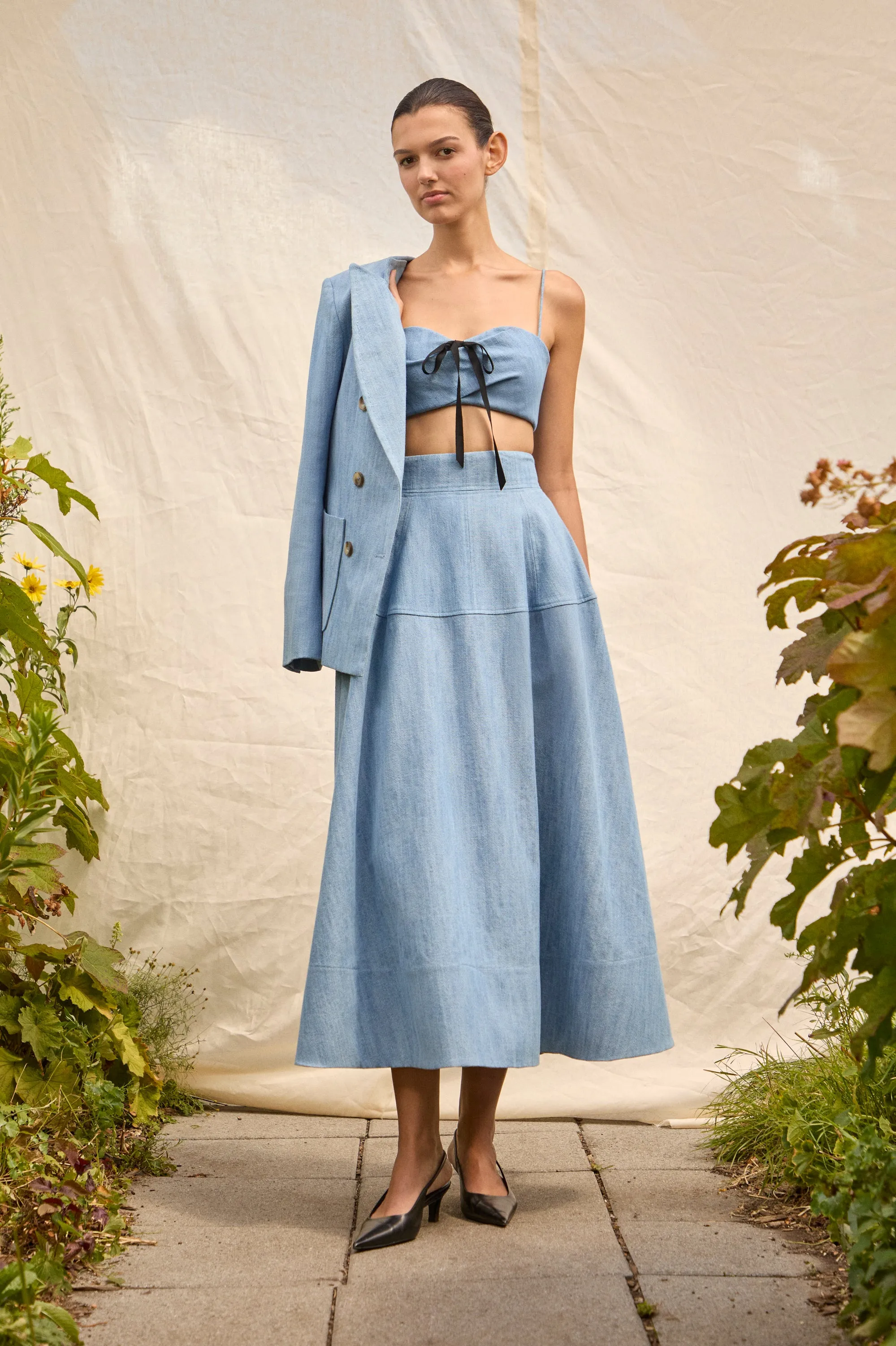 Denim A-Line Skirt sold by Lela Rose product image thumbnail 2