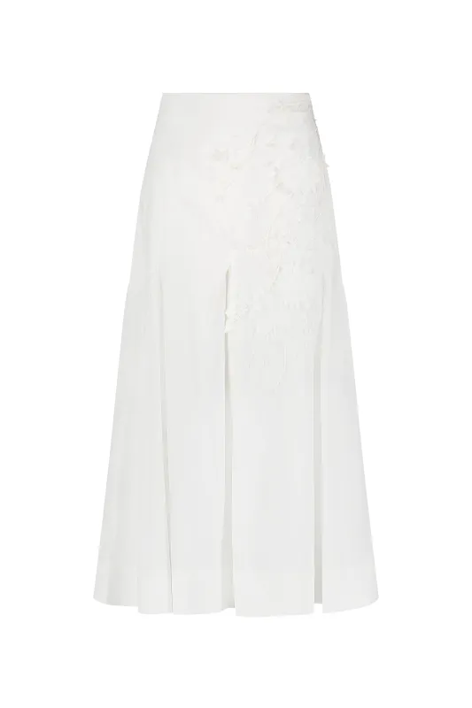 Porcelain Floral Embroidered Cotton Poplin Skirt sold by Lela Rose