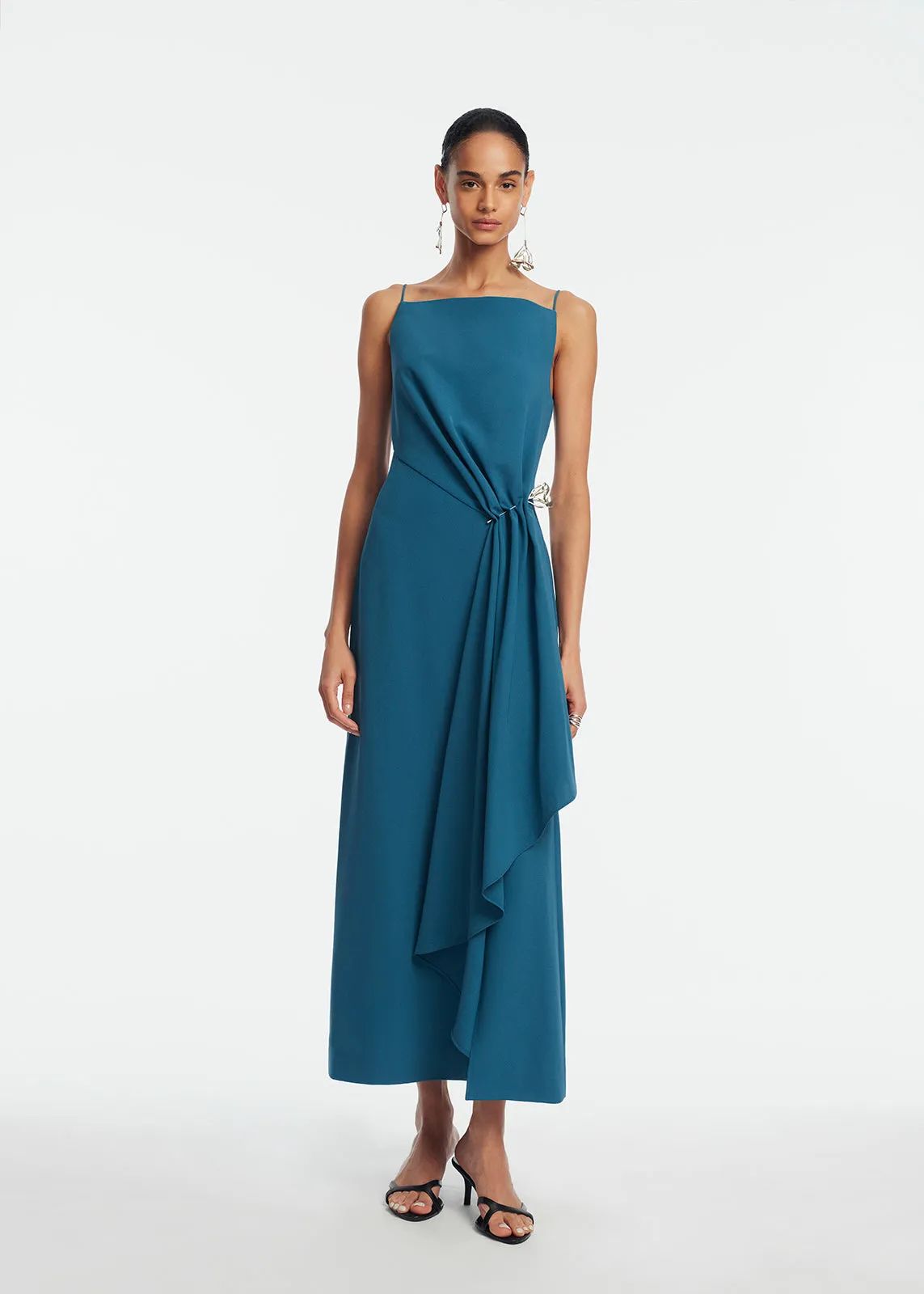 Fluid Crepe Pin Detail Draped Dress sold by Lela Rose