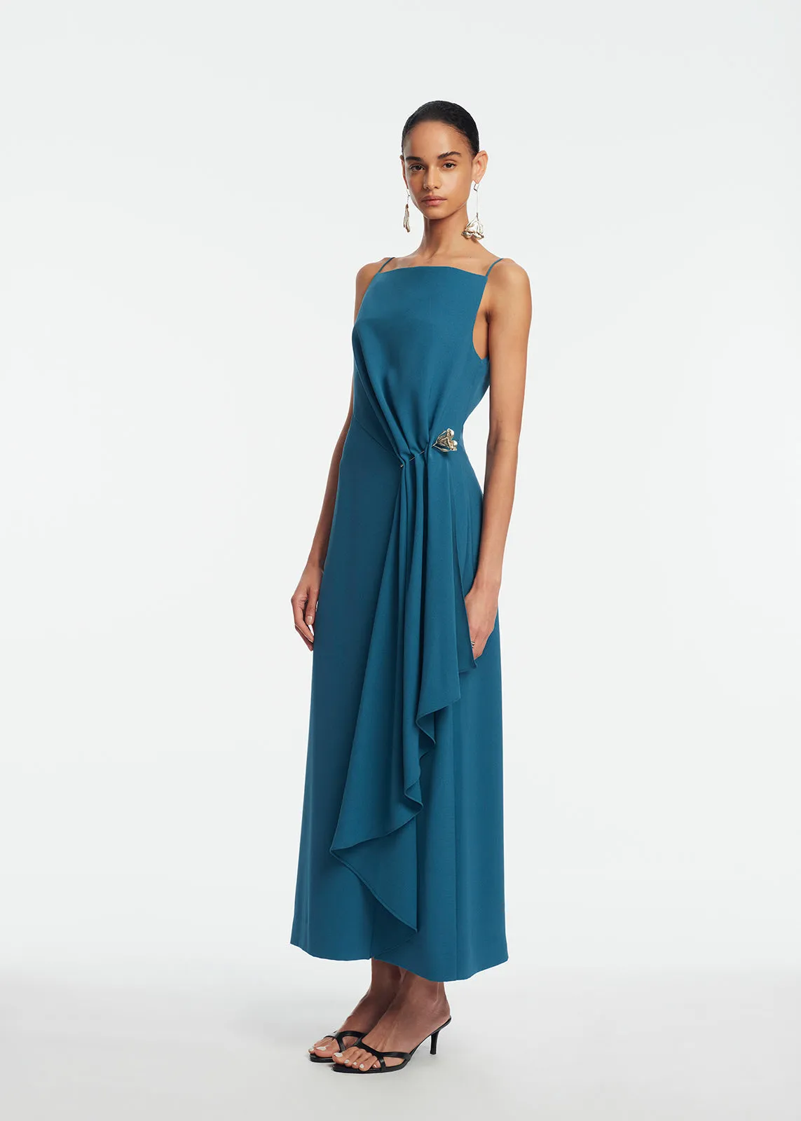 Fluid Crepe Pin Detail Draped Dress sold by Lela Rose product image thumbnail 2