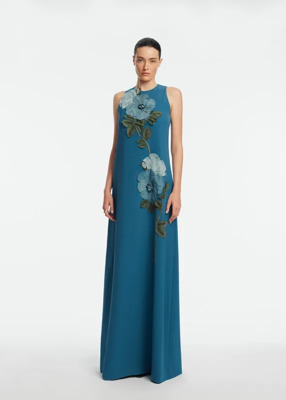 Peony Embroidered Fluid Crepe Francie Gown sold by Lela Rose