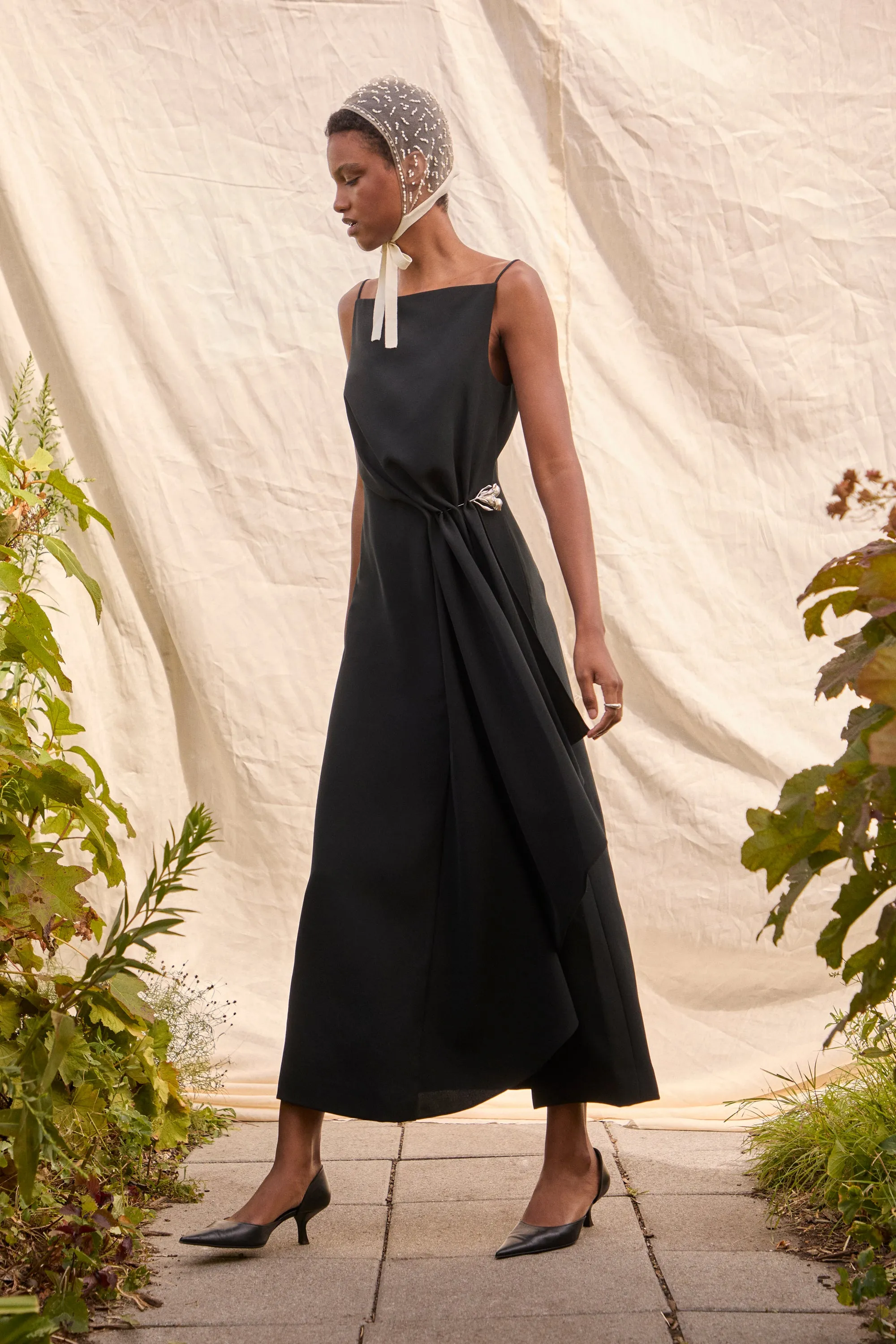 Fluid Crepe Pin Detail Draped Dress sold by Lela Rose product image thumbnail 2
