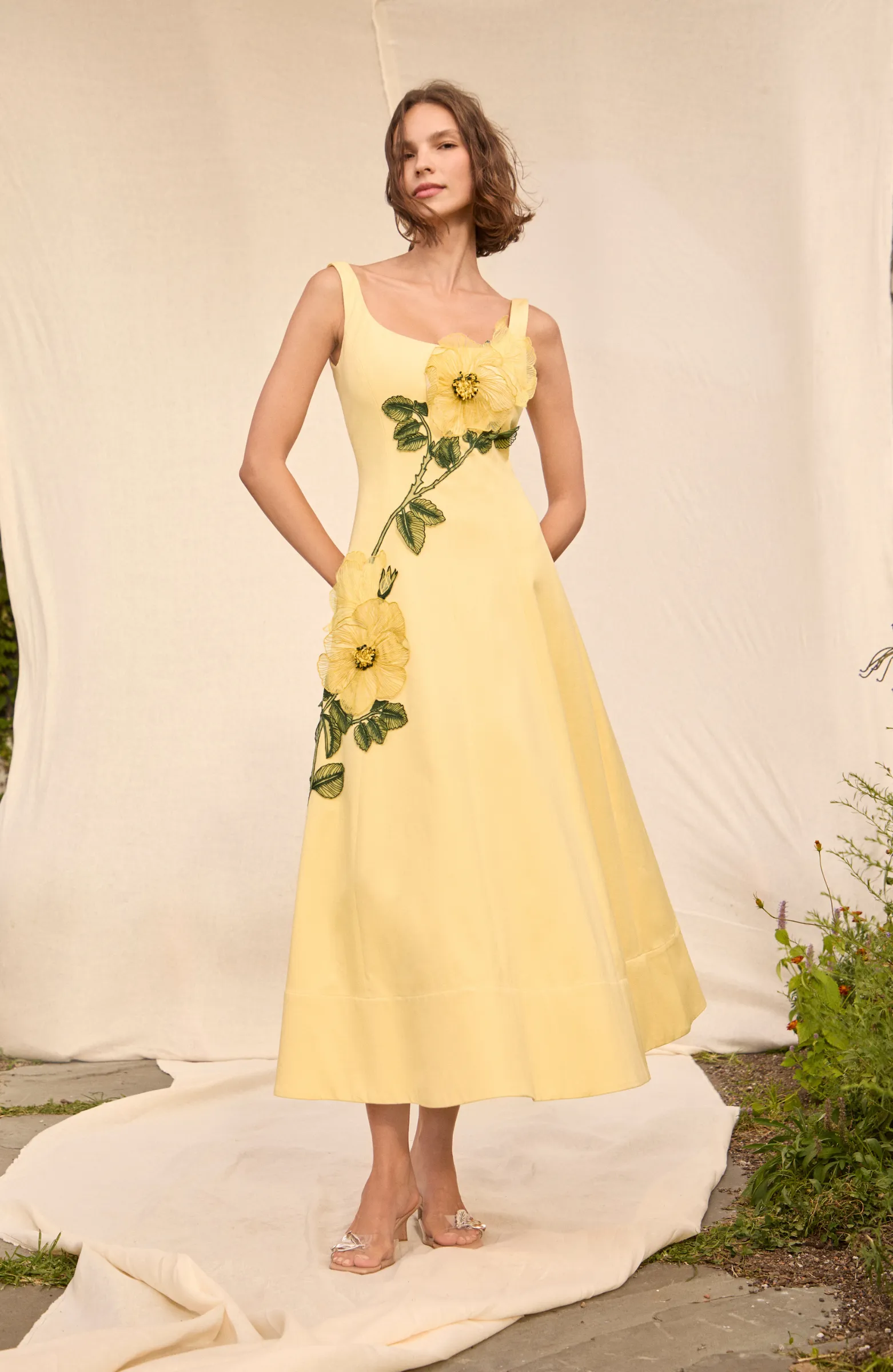 Peony Embroidered Stretch Cotton Full Dress sold by Lela Rose product image thumbnail 5