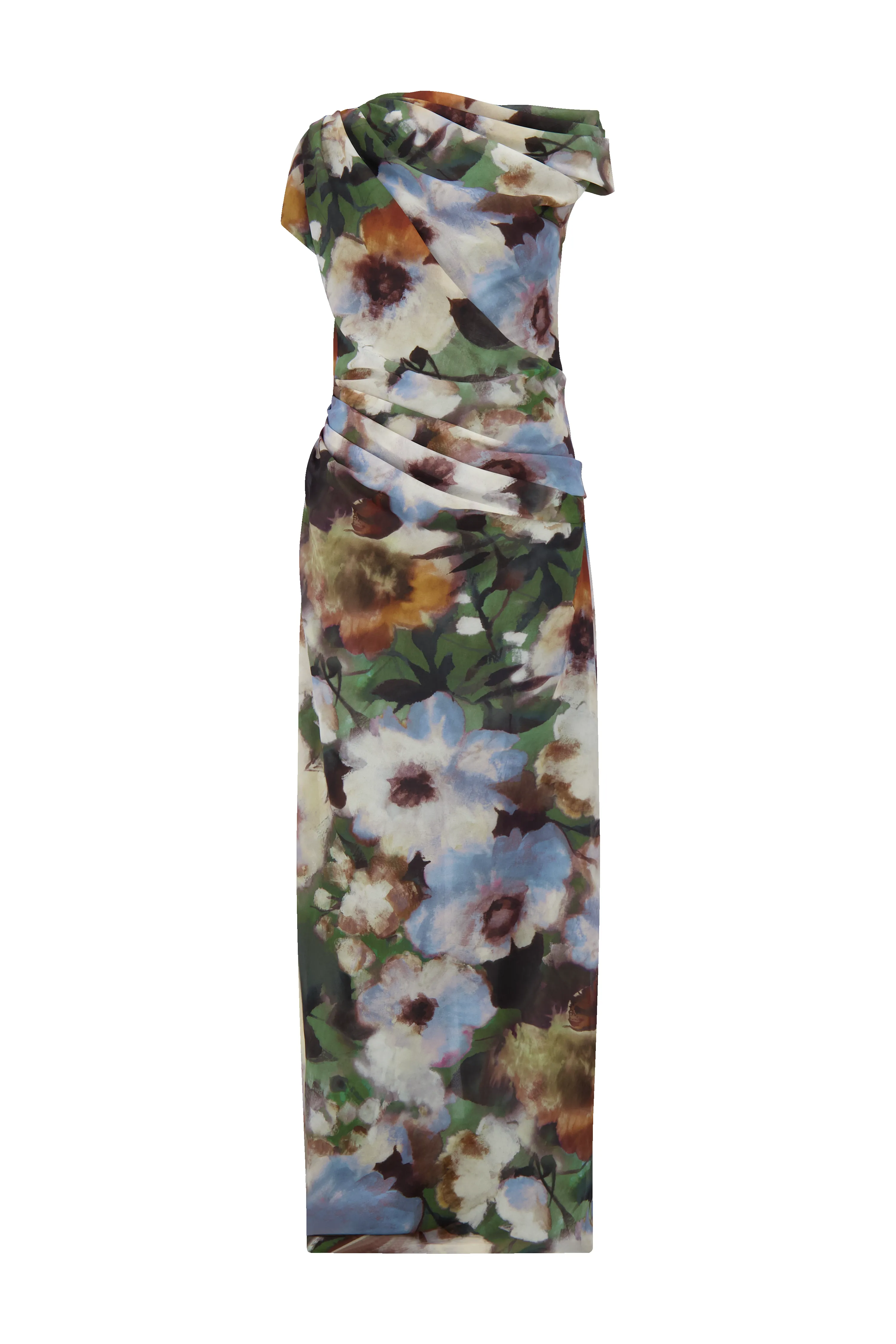 Floral Printed Chiffon Draped Column Gown sold by Lela Rose product image thumbnail 5