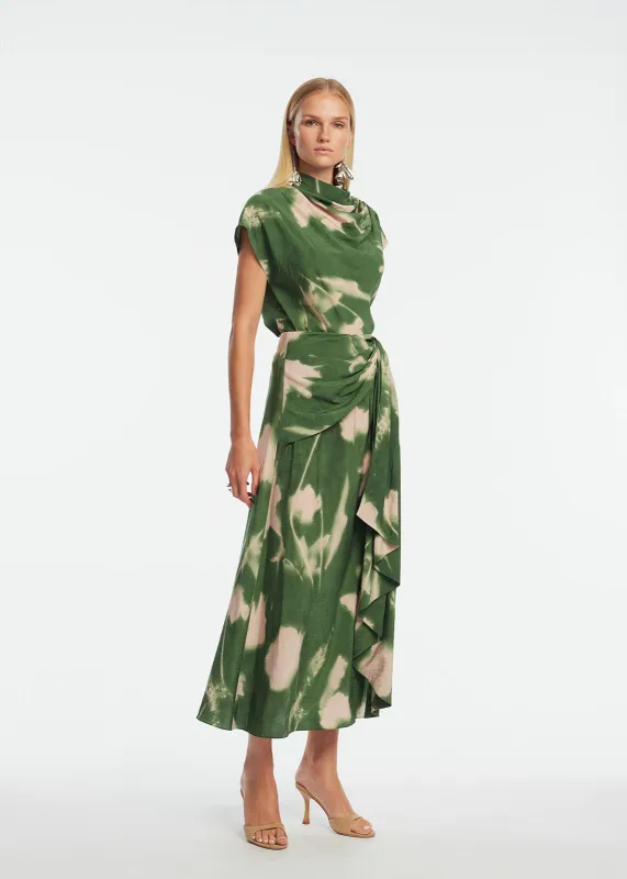 Abstract Floral Crepe Cascade Skirt sold by Lela Rose