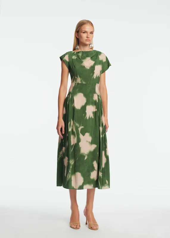Abstract Floral Crepe Asymmetrical Dress sold by Lela Rose