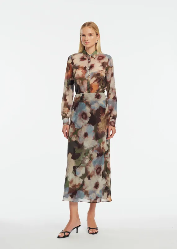 Floral Printed Chiffon Sophie Skirt made by Lela Rose