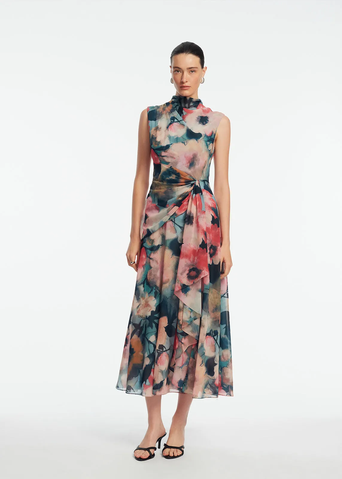 Floral Printed Chiffon Draped Dress sold by Lela Rose product image thumbnail 2