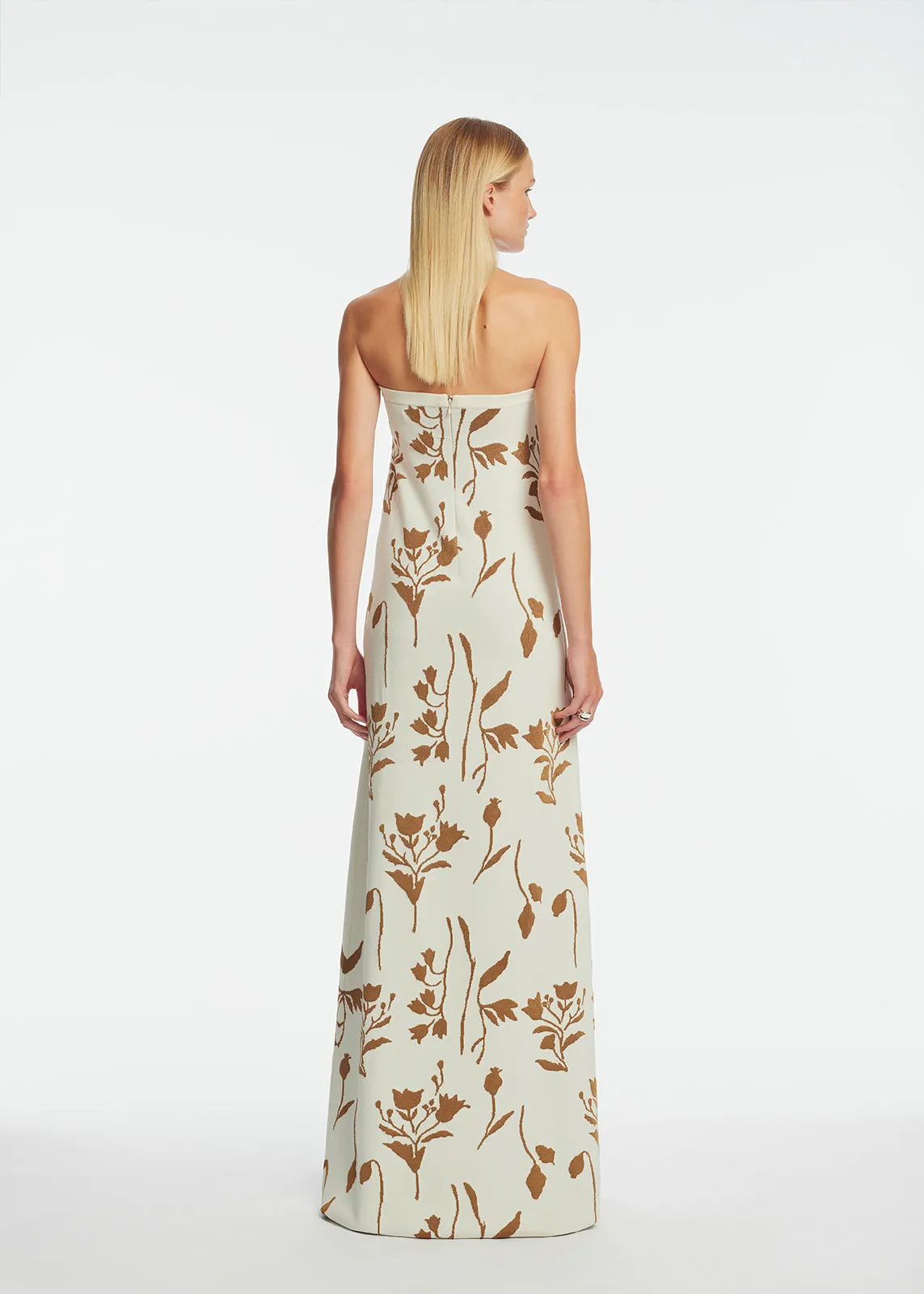 Floral Jacquard Knit Beaded Strapless Dress sold by Lela Rose product image thumbnail 4