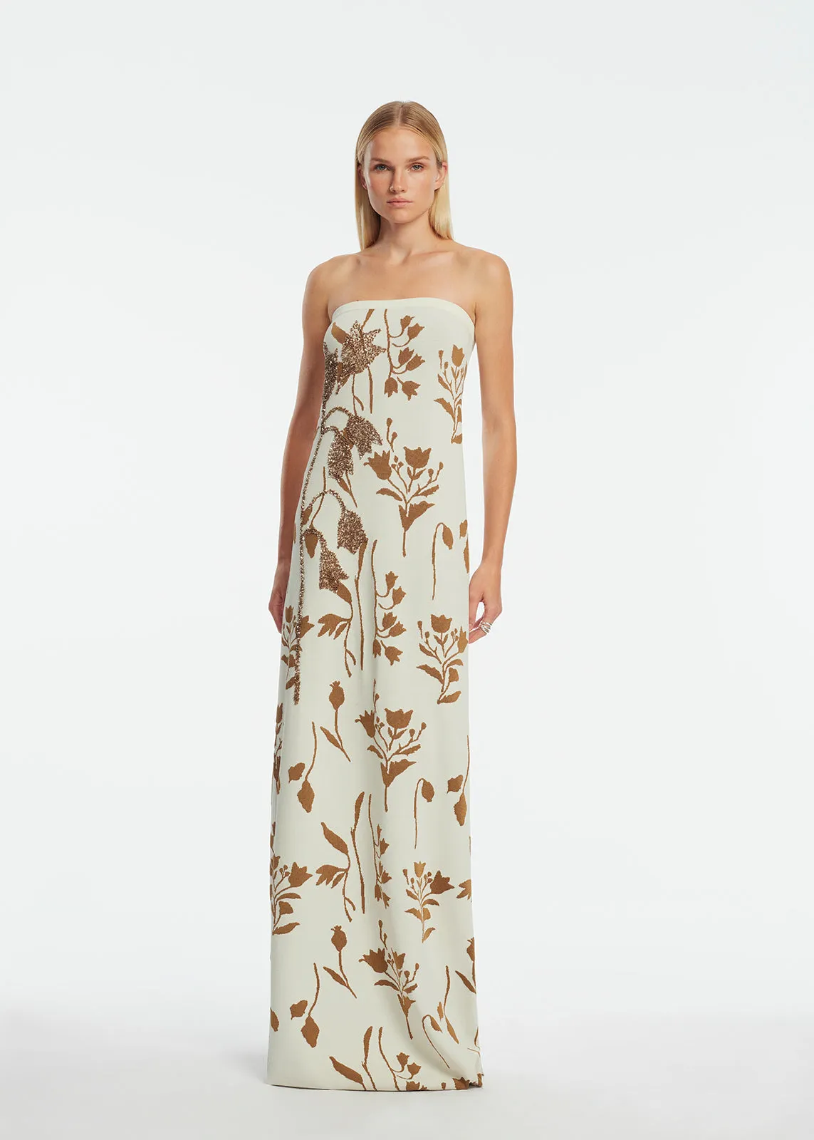 Floral Jacquard Knit Beaded Strapless Dress sold by Lela Rose product image thumbnail 2