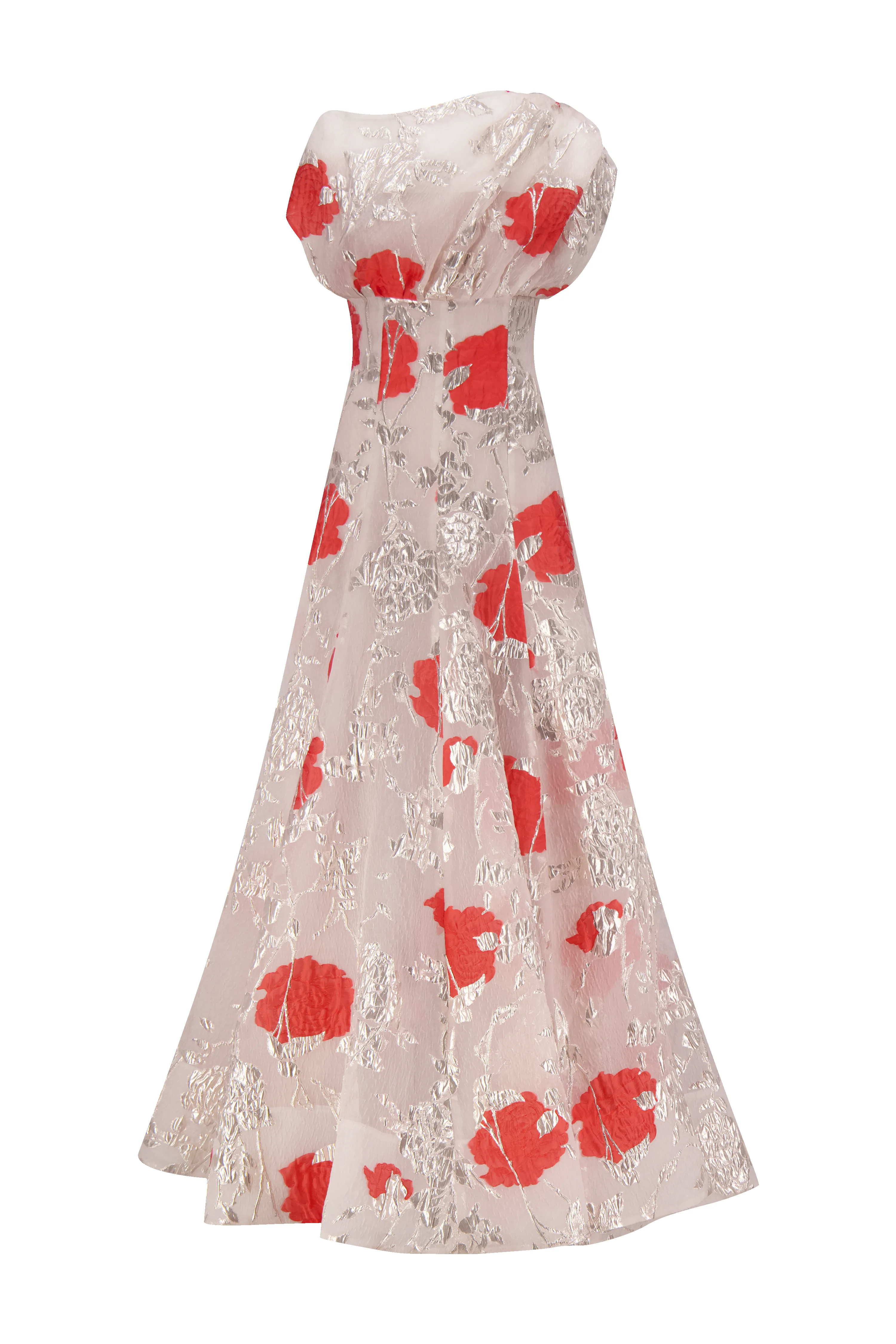 Floral Fil Coupe Draped Shoulder Pleated Gown sold by Lela Rose product image thumbnail 2