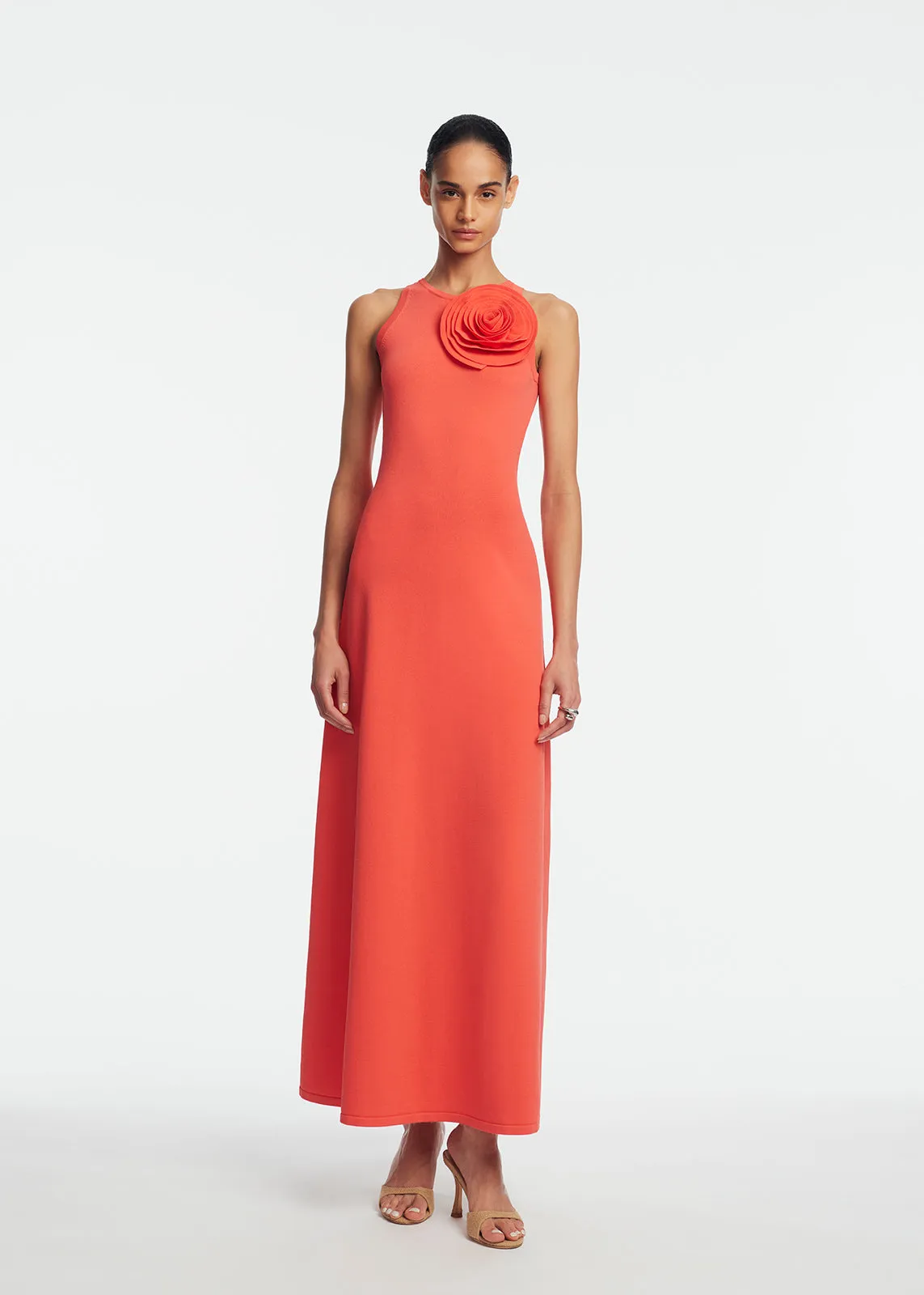 Rose Detail Knit Halter Dress sold by Lela Rose