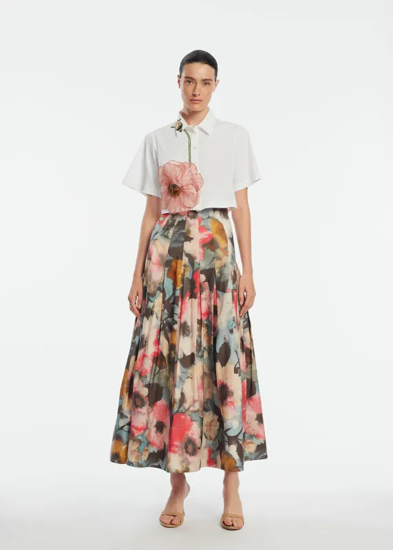 Floral Printed Cotton Full Skirt sold by Lela Rose