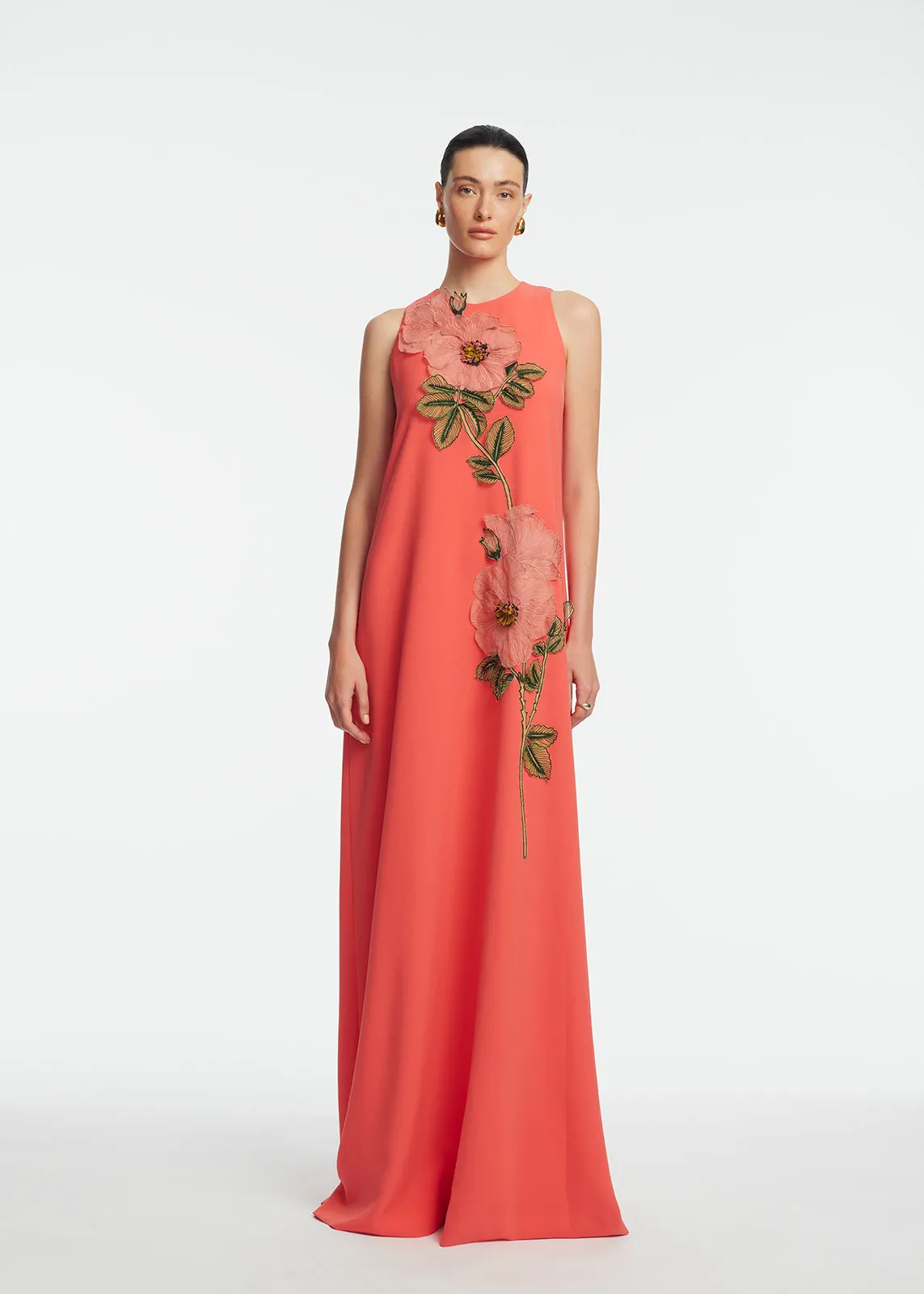 Peony Embroidered Fluid Crepe Francie Gown sold by Lela Rose