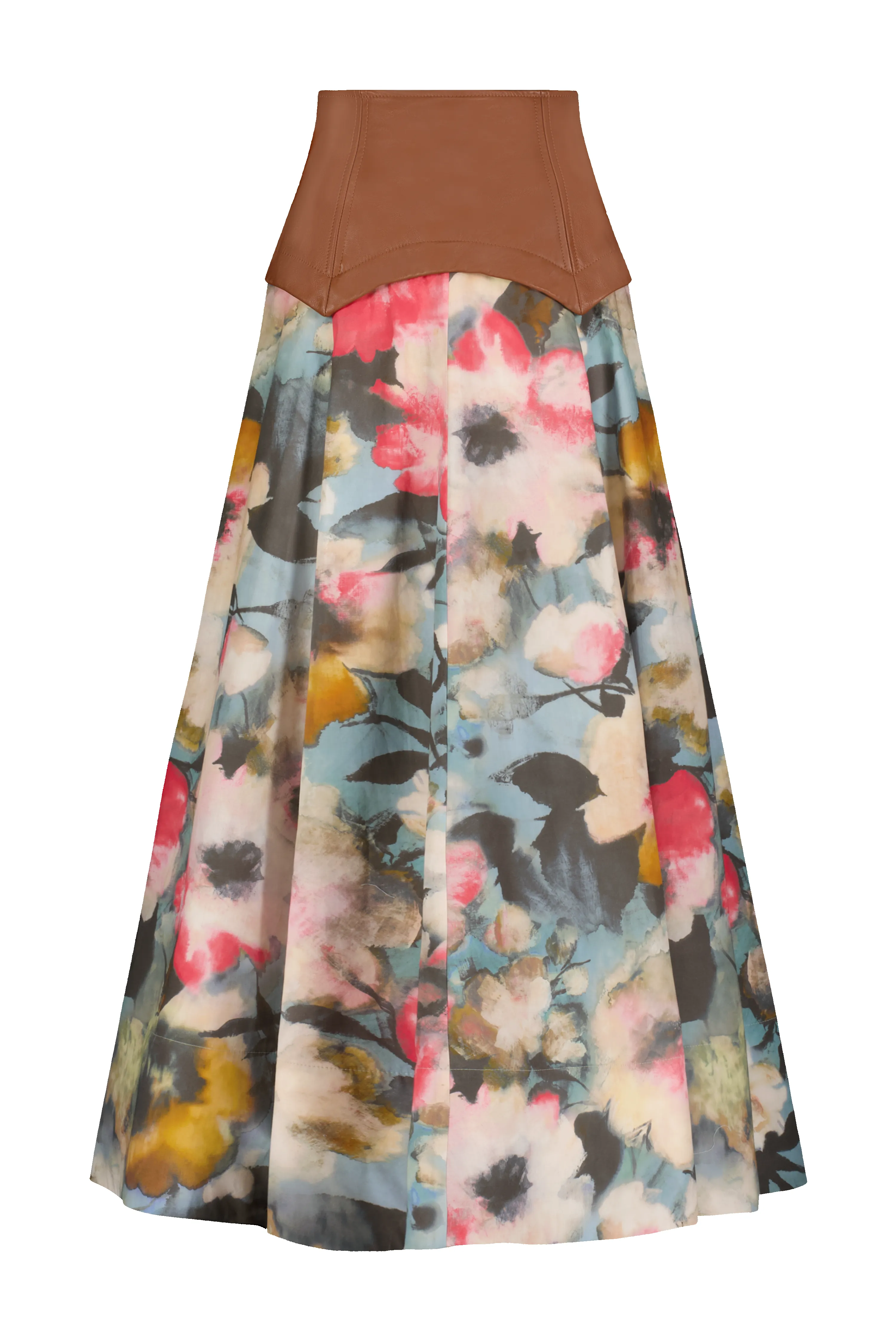 Floral Printed Cotton Leather Yoke Skirt sold by Lela Rose product image thumbnail 3