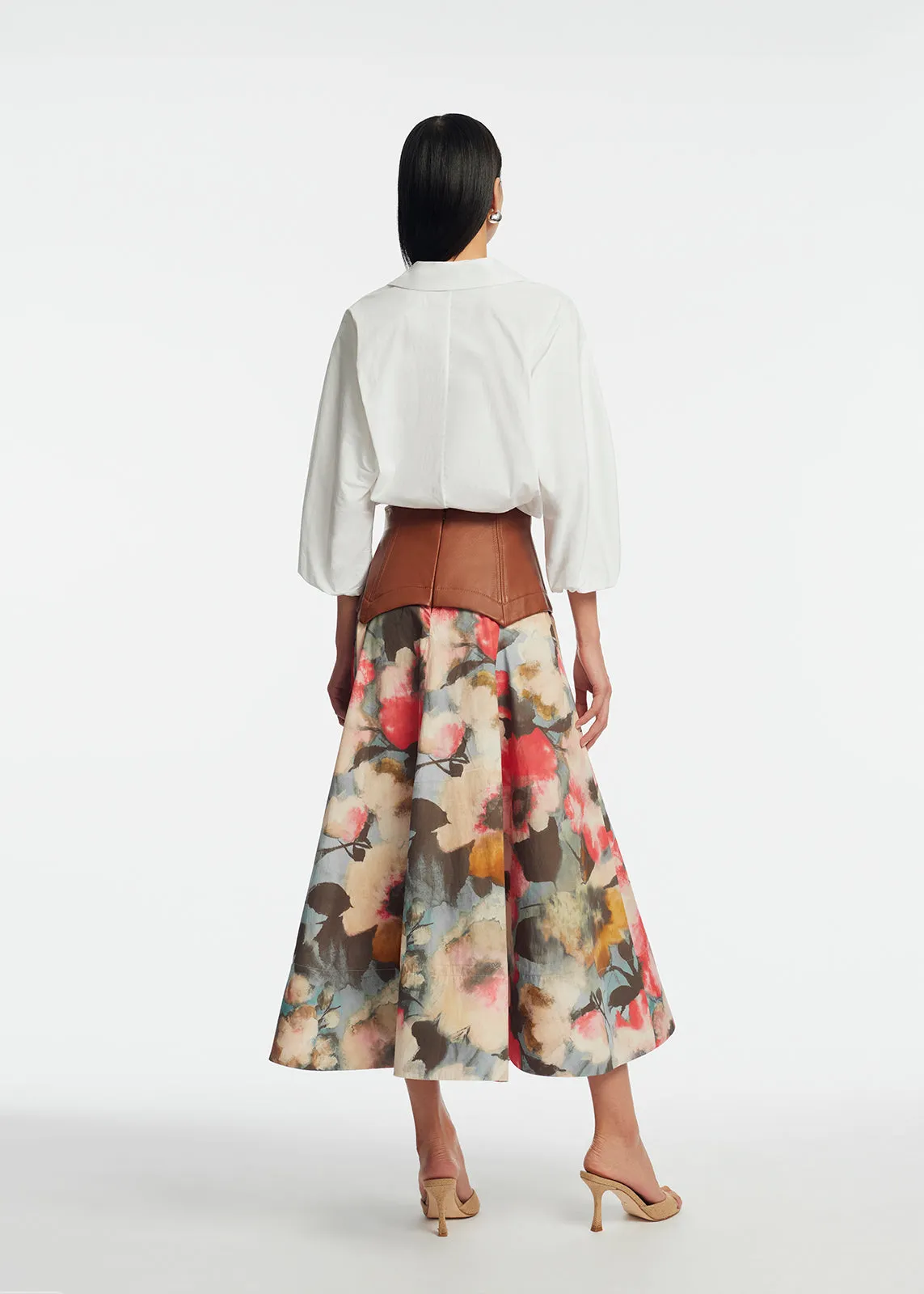 Floral Printed Cotton Leather Yoke Skirt sold by Lela Rose product image thumbnail 2