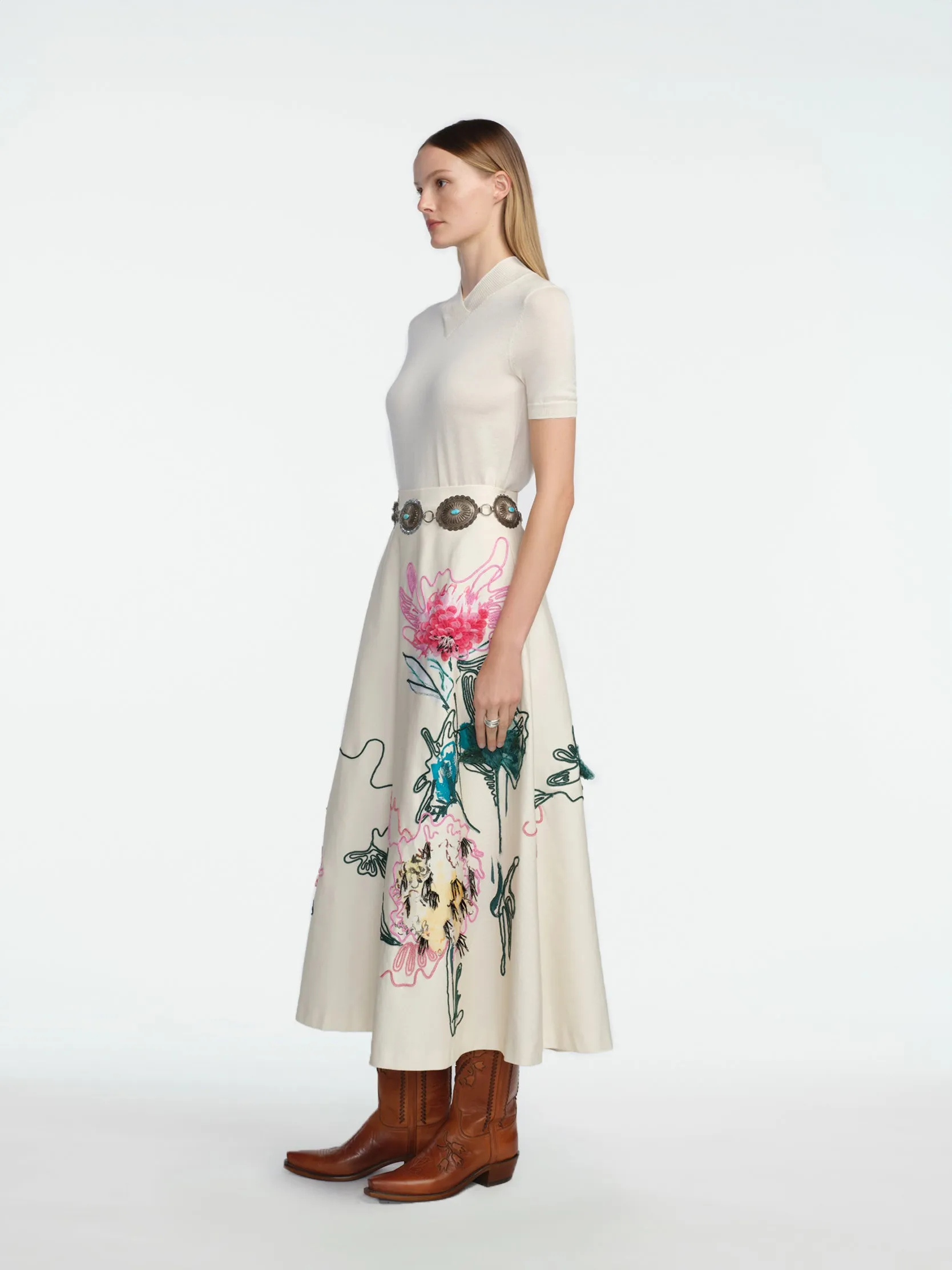 Embroidered Canvas Warbler Skirt sold by Lela Rose product image thumbnail 2