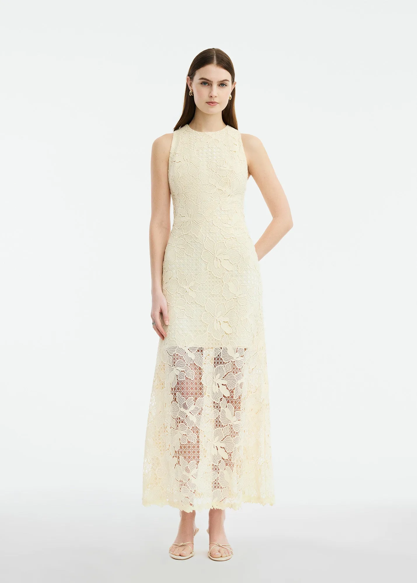 Lattice Guipure Lace Midi Dress sold by Lela Rose