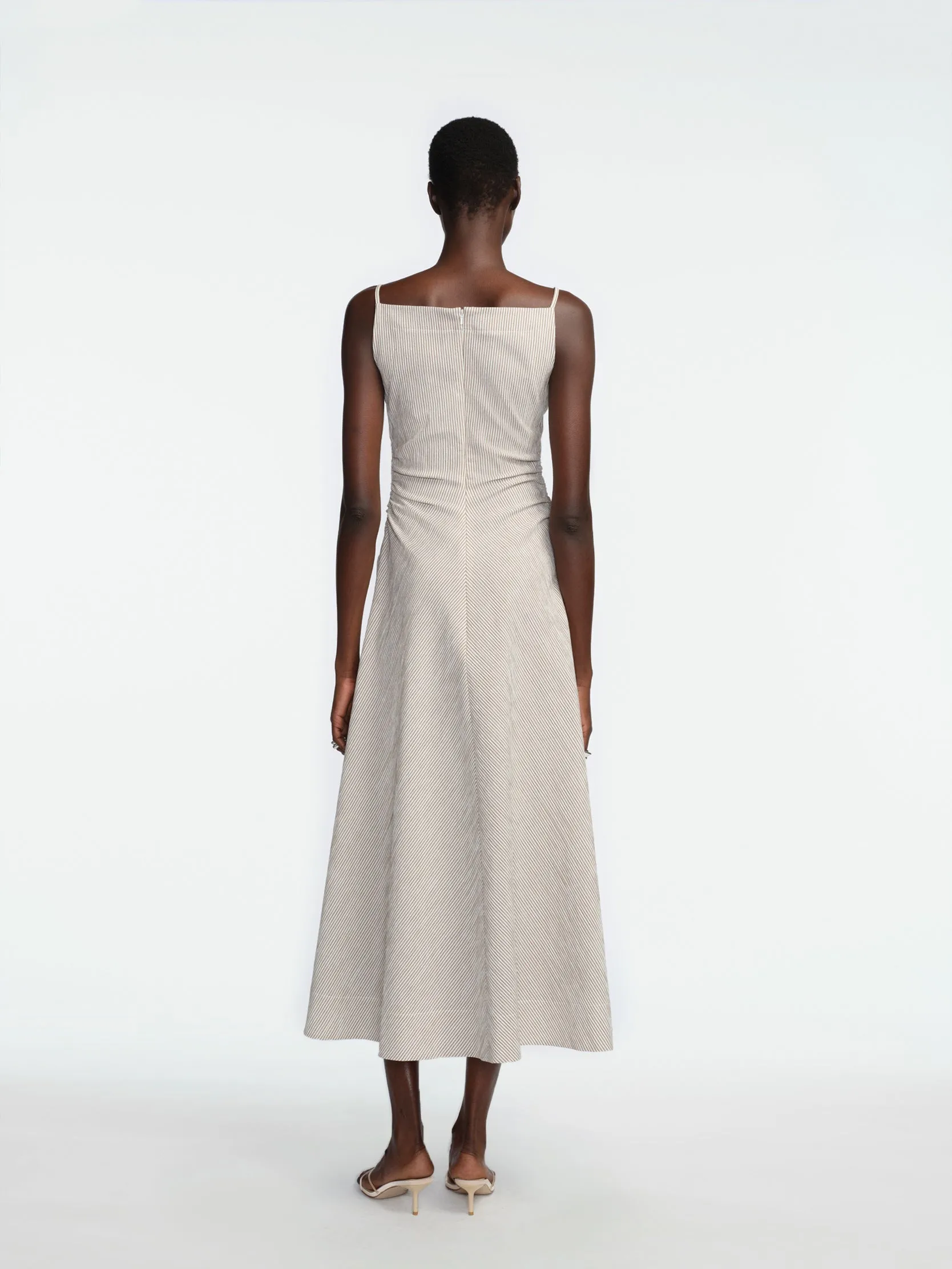 Striped Seersucker Tucked Midi Dress sold by Lela Rose product image thumbnail 4