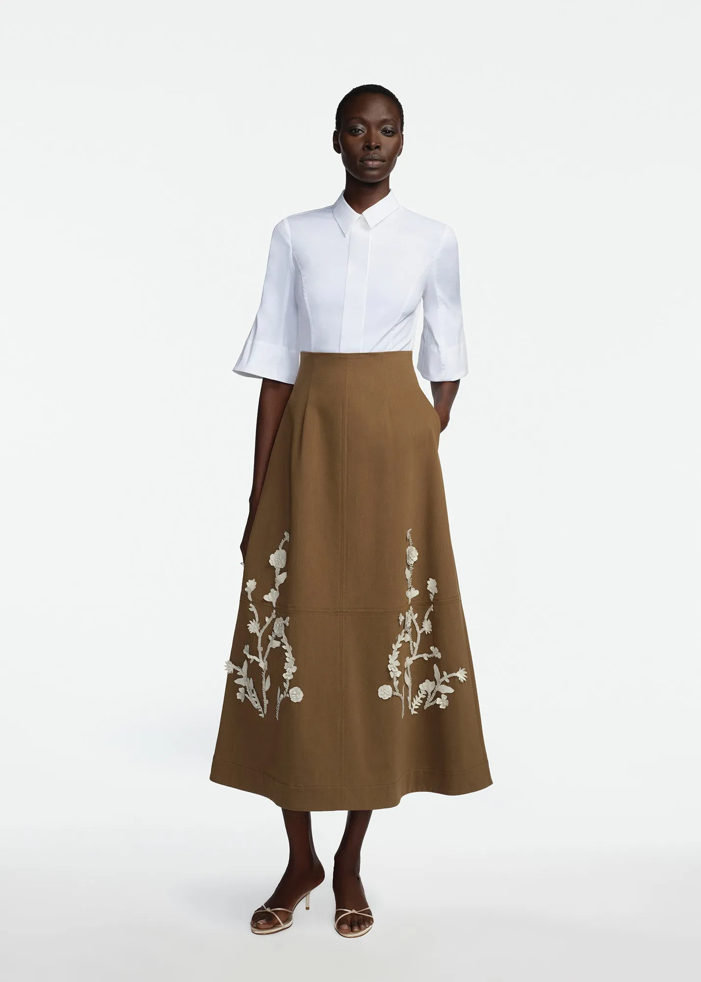 Cotton Poplin Bell Sleeve Top sold by Lela Rose