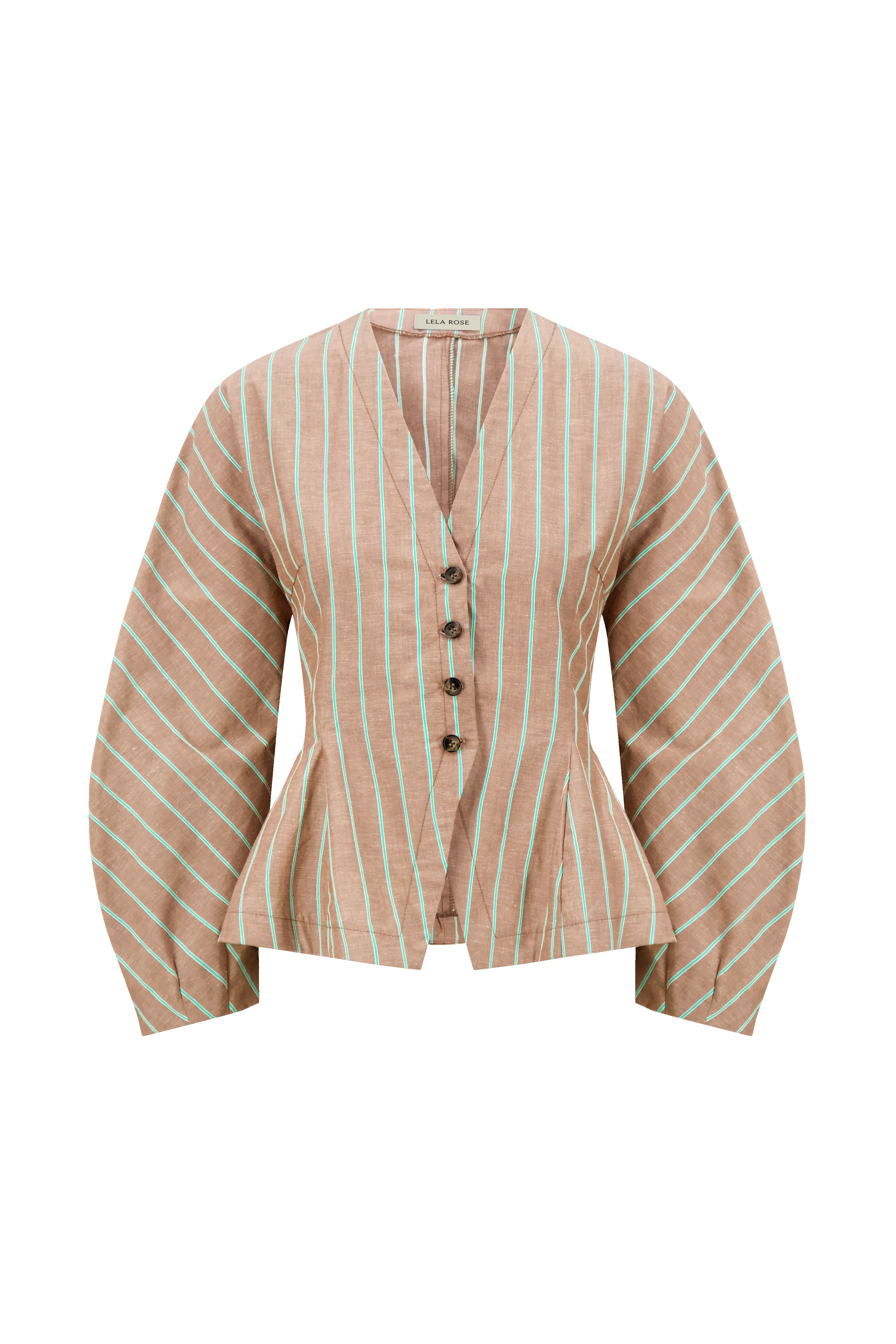 Striped Heathered Cotton V-Neck Top sold by Lela Rose product image thumbnail 4