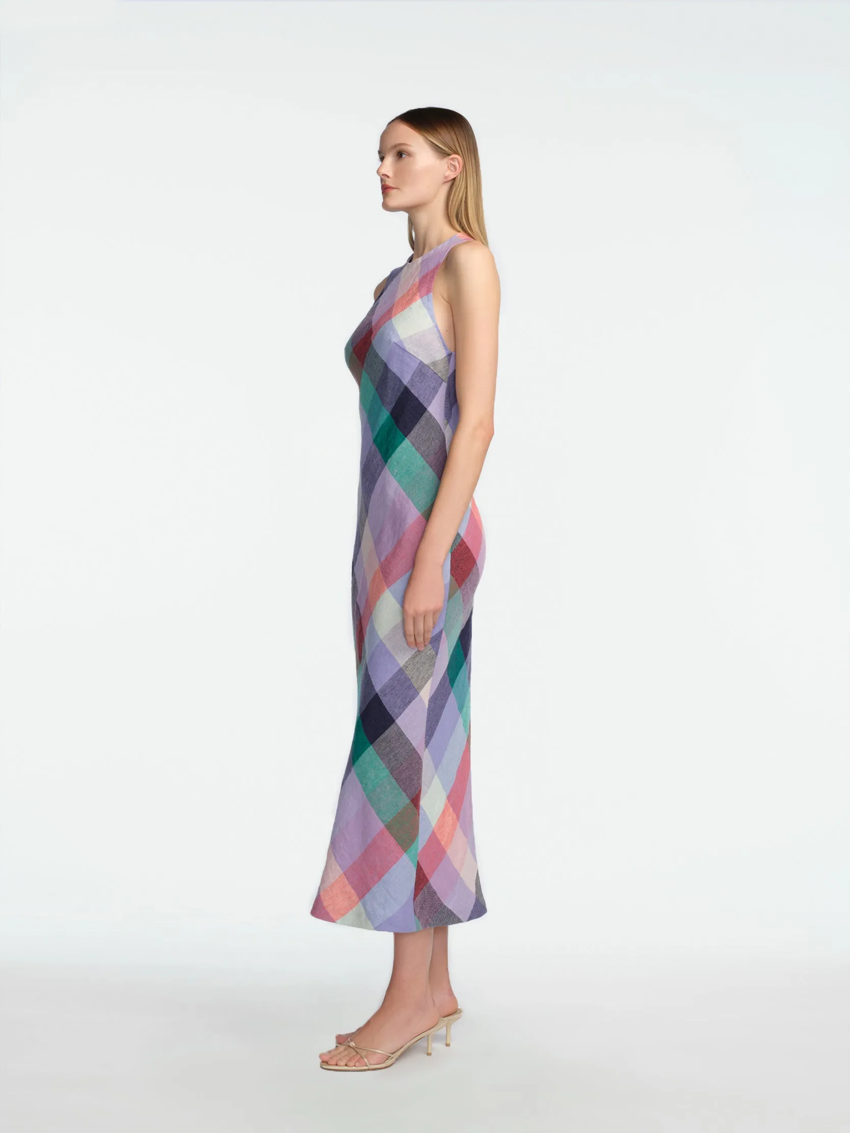 Plaid Linen Midi Dress sold by Lela Rose product image thumbnail 3
