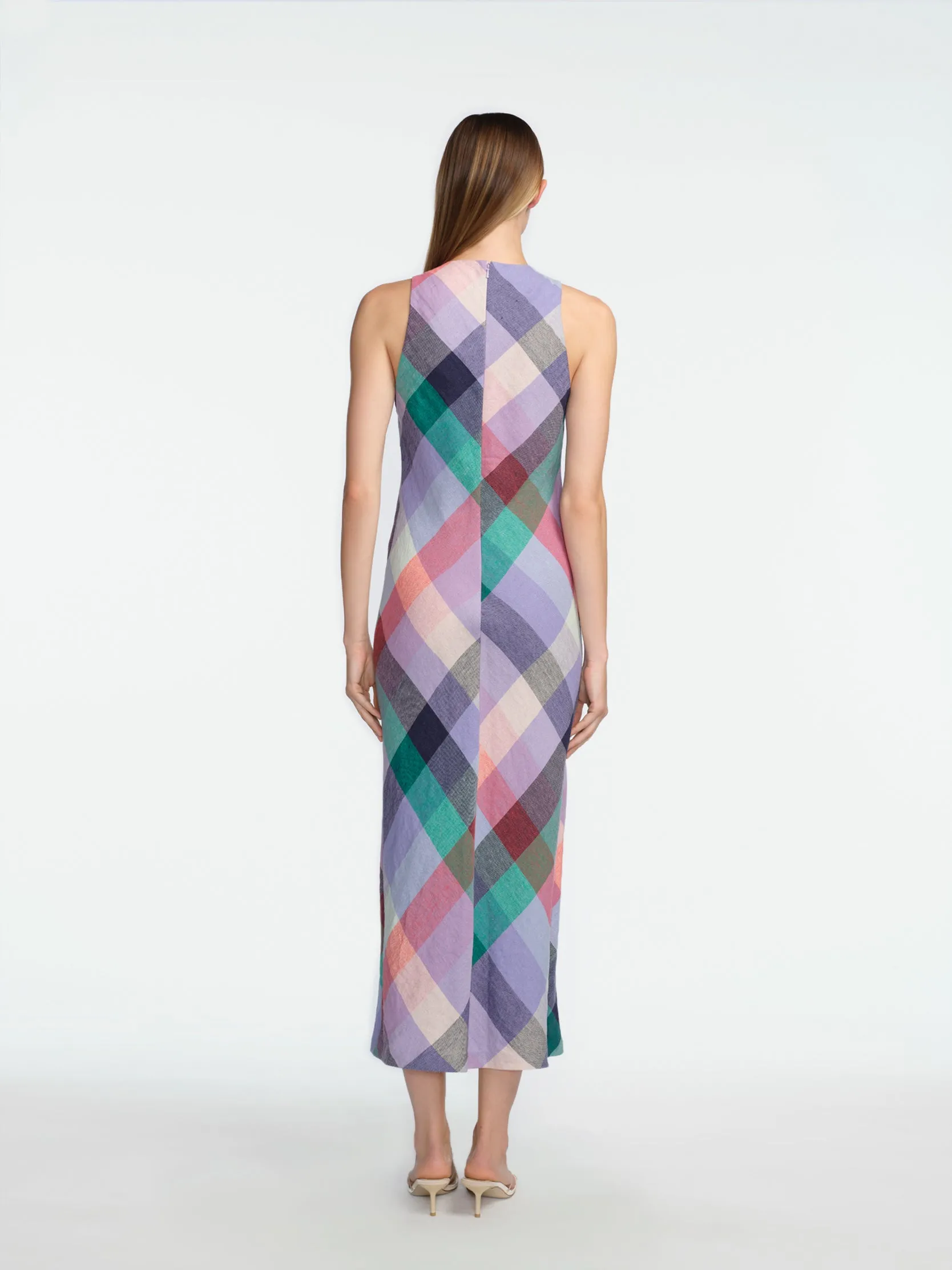 Plaid Linen Midi Dress sold by Lela Rose product image thumbnail 4