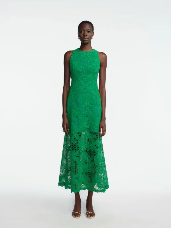 Lattice Guipure Lace Midi Dress made by Lela Rose