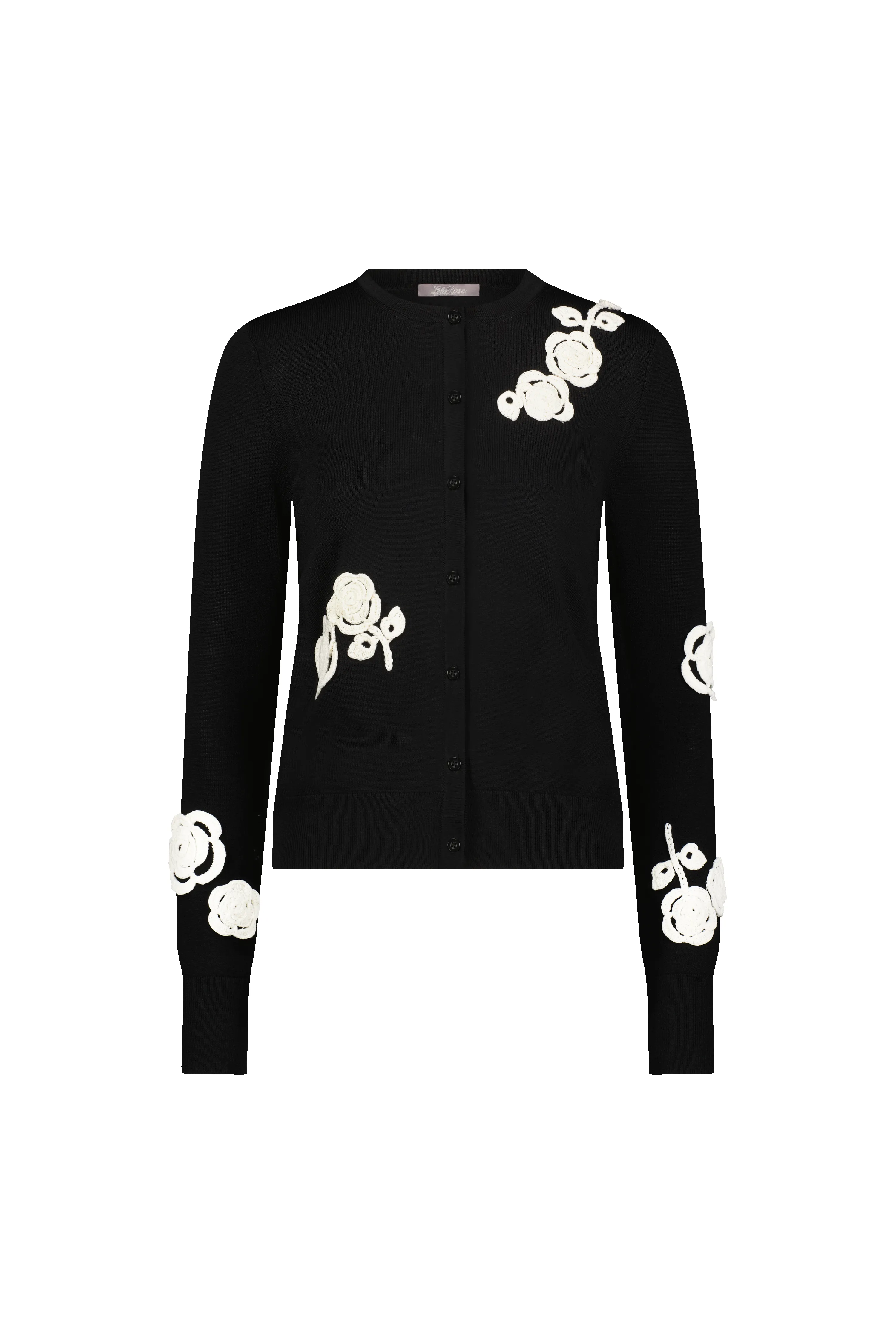 Crochet Applique Knit Cardigan sold by Lela Rose product image thumbnail 4