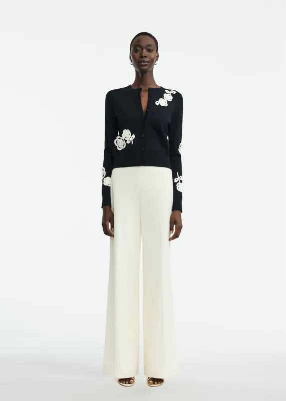 Crochet Applique Knit Cardigan made by Lela Rose